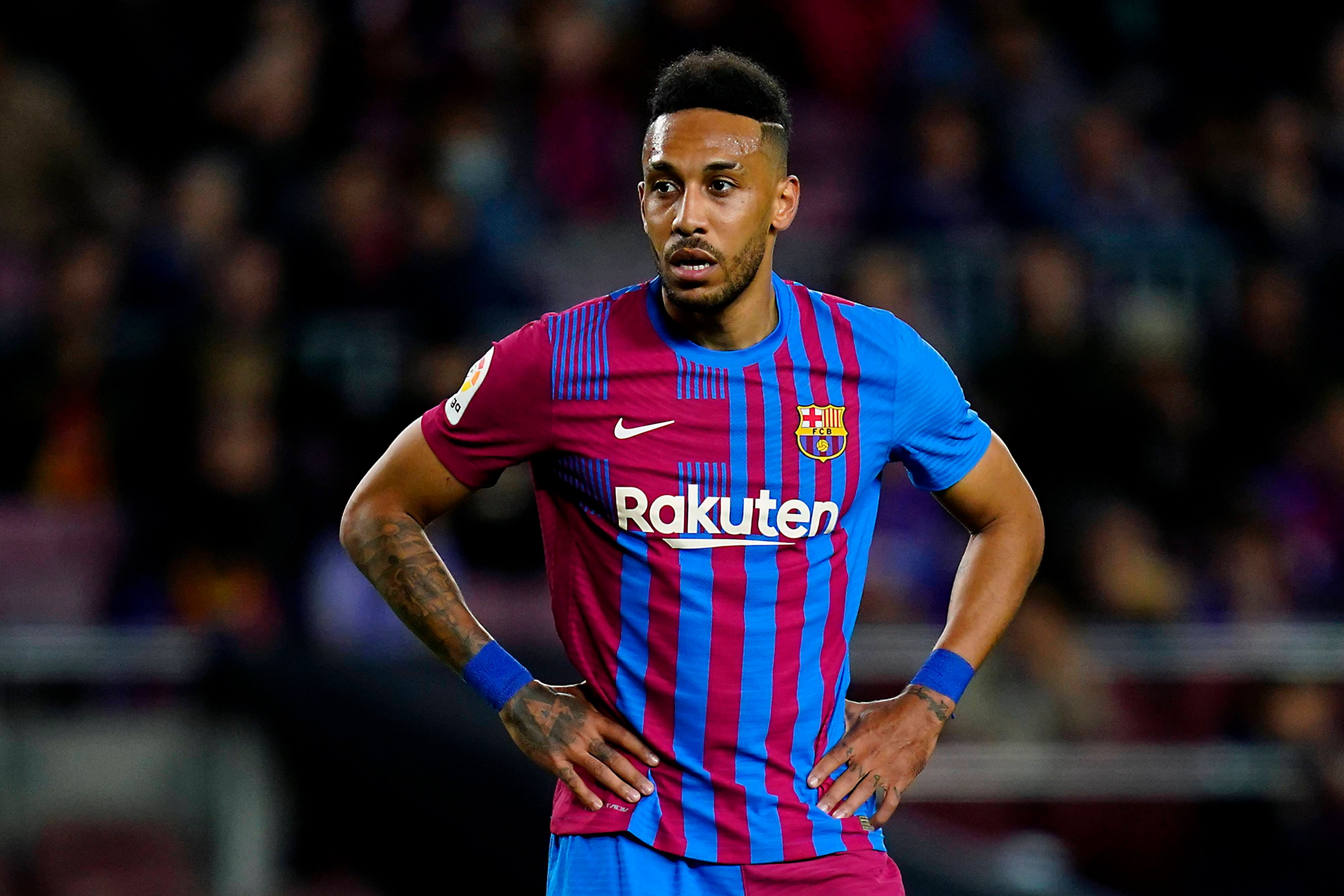 Aubameyang, en el Barcelona-Rayo de la 21/22.