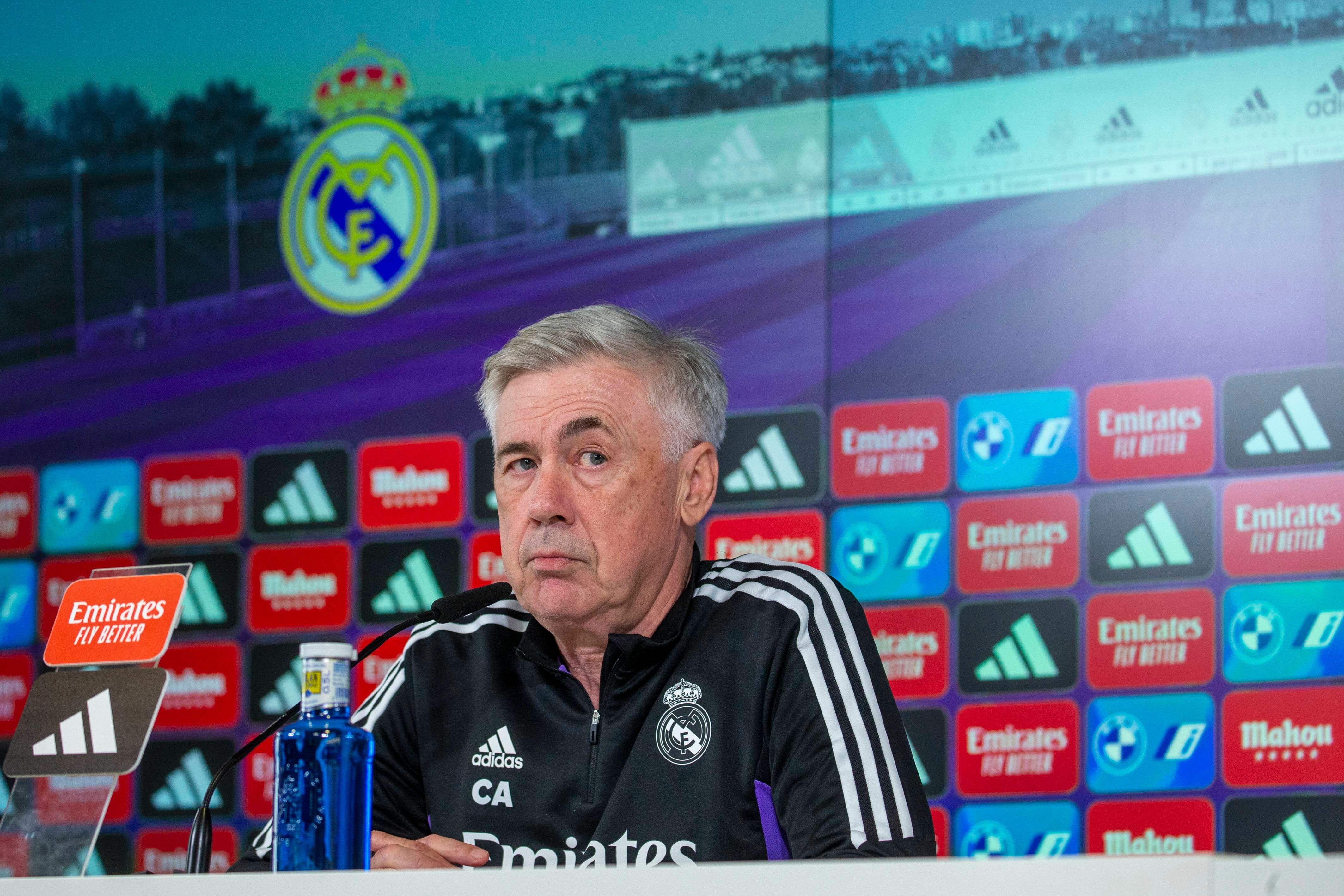  Carlo Ancelotti, durante una rueda de prensa con el Real Madrid.