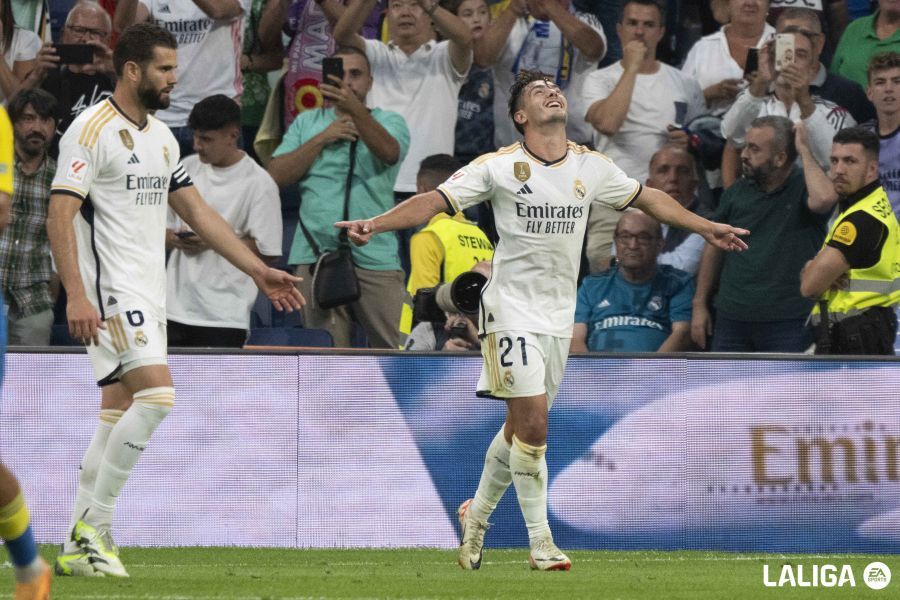  Brahim Díaz celebra su gol en el Real Madrid-Las Palmas (FOTO: LALIGA).