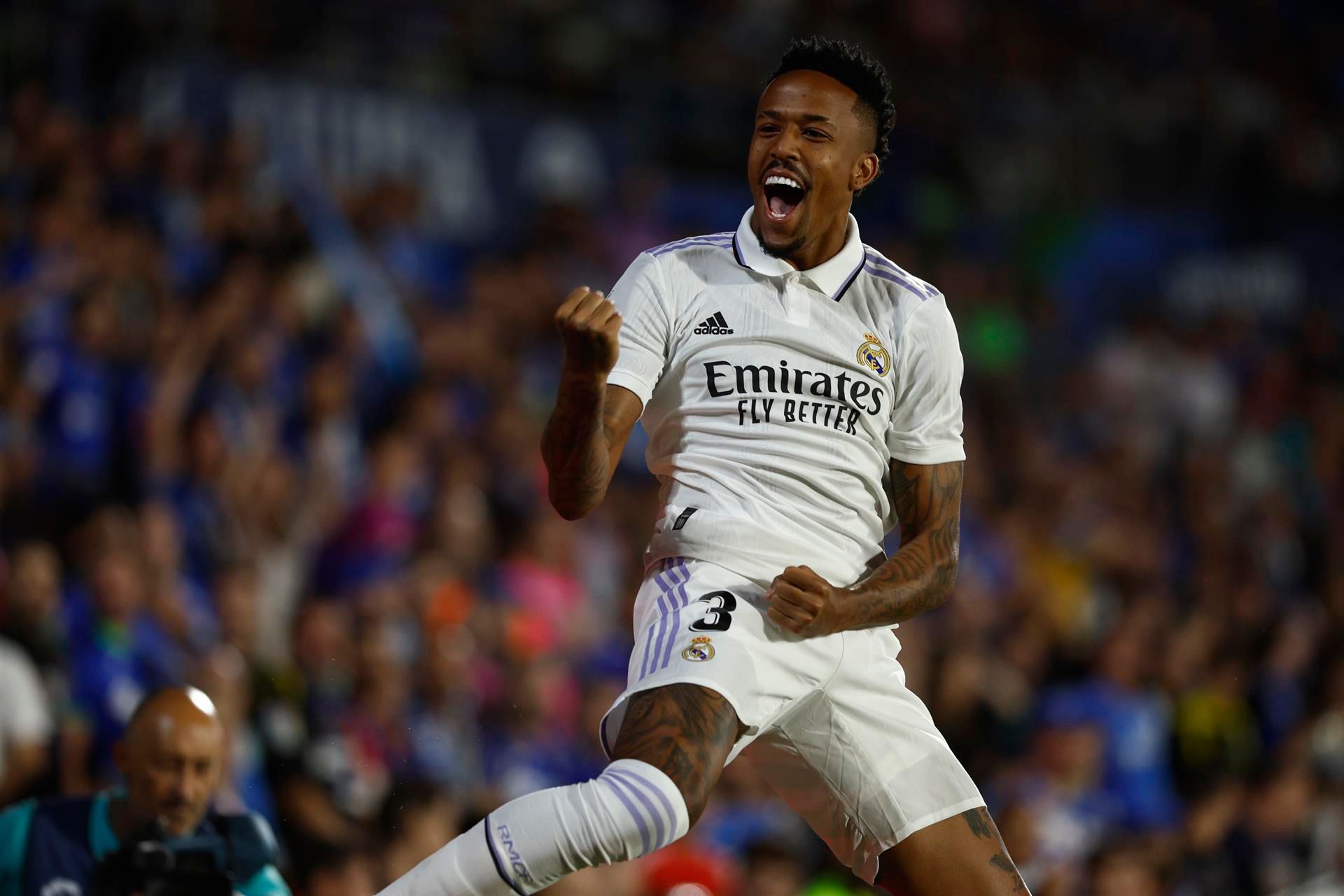 Militao celebra su gol en el Getafe-Real Madrid (FOTO: EFE).