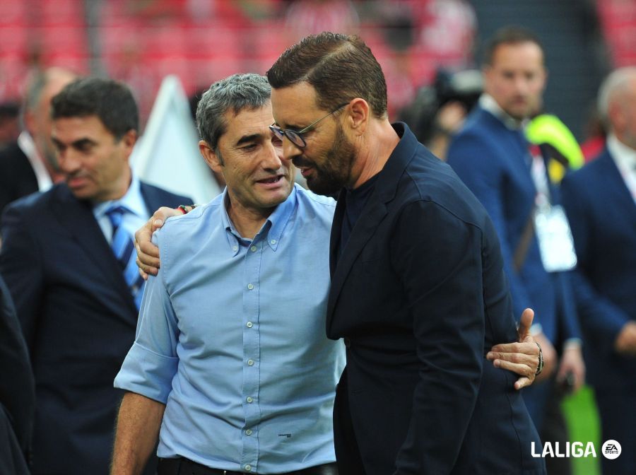  Saludo entre Valverde y Bordalás en el Athletic - Getafe.