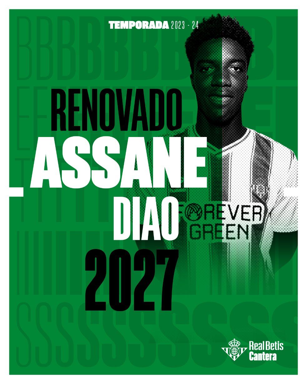 El Betis renueva a Assane Diao hasta 2027.