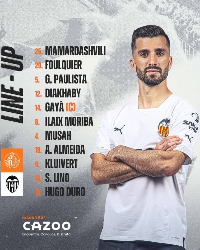  El once titular del Valencia CF en el estreno de Baraja ante el Getafe.