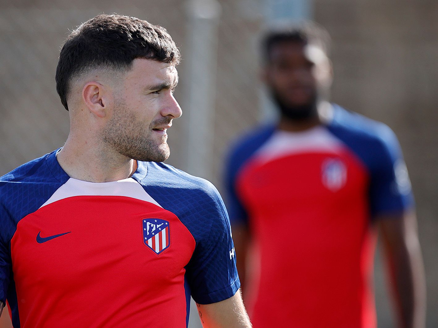  Javi Galán, en un entrenamiento con el Atlético de Madrid.