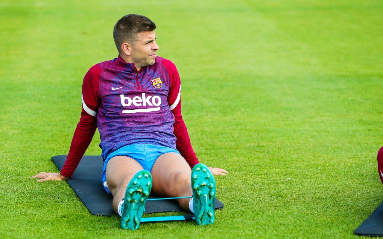 Gerard Piqué, en el entrenamiento del Barcelona en Alemania.