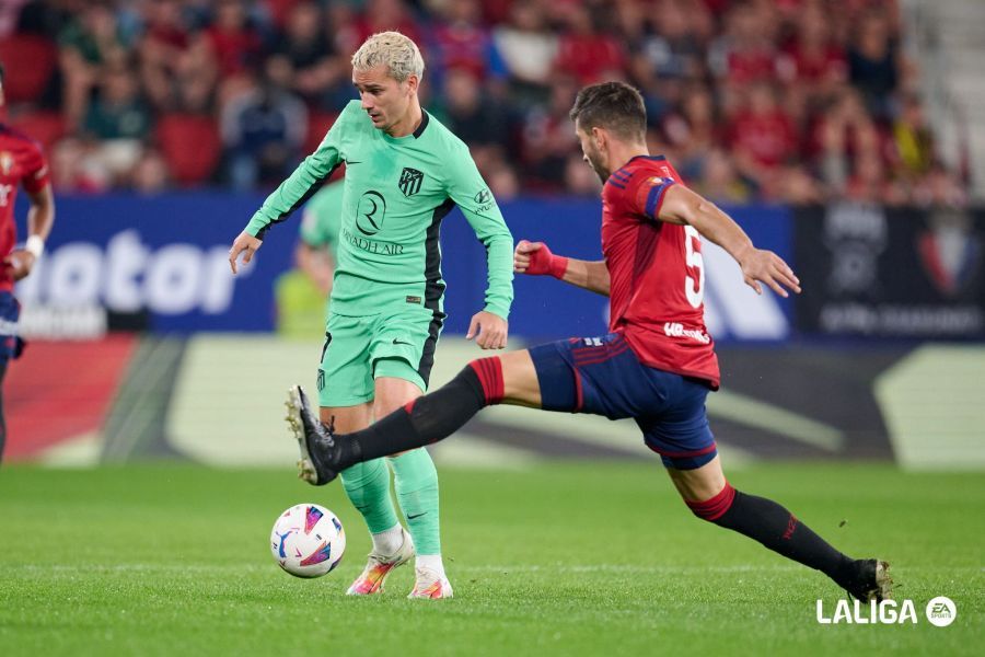 Griezmann sería una opción para ocupar la delantera rojiblanca si no se retira la roja a Morata. Fuente: LALIGA.