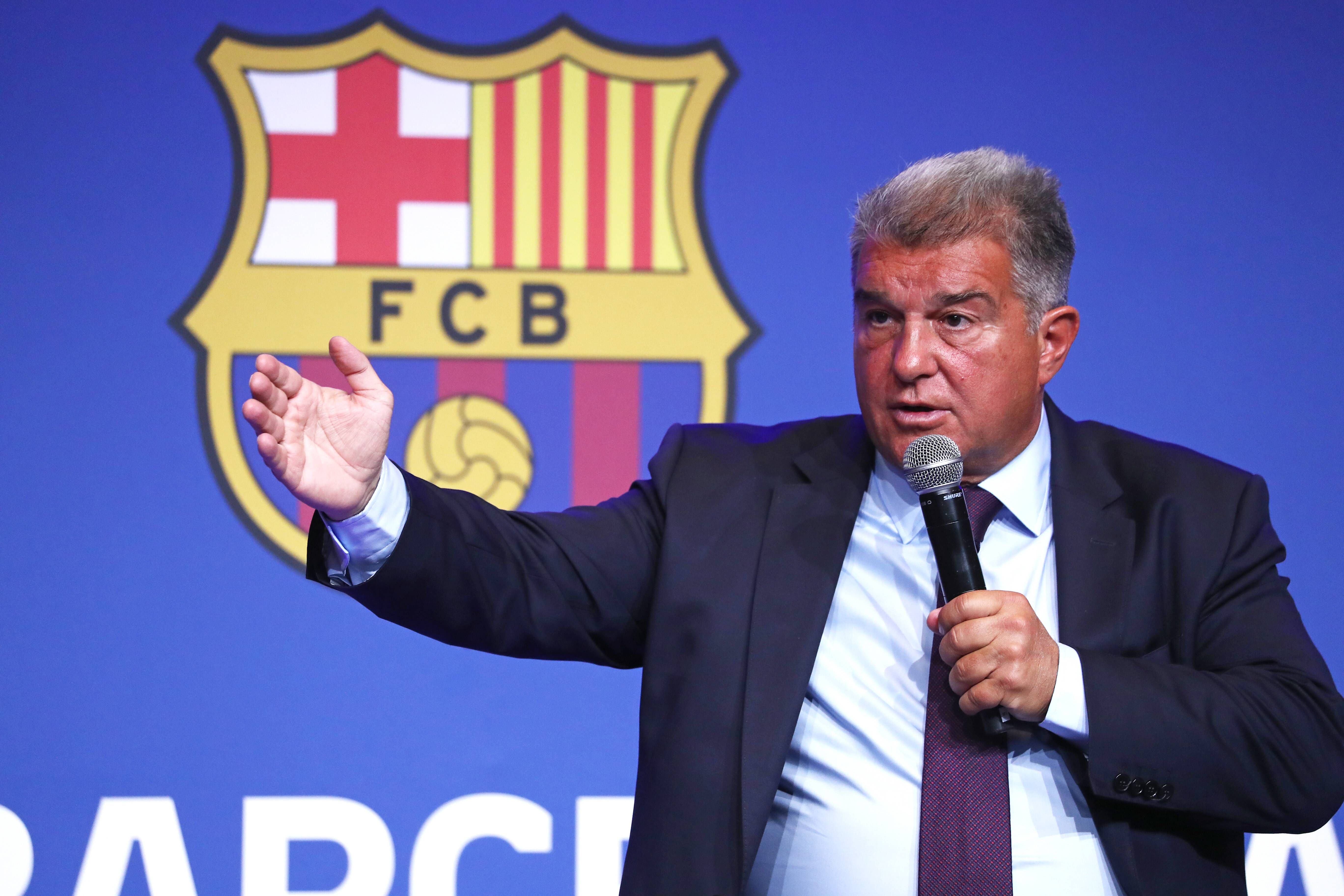  Joan Laporta, durante una rueda de prensa en el Camp Nou.