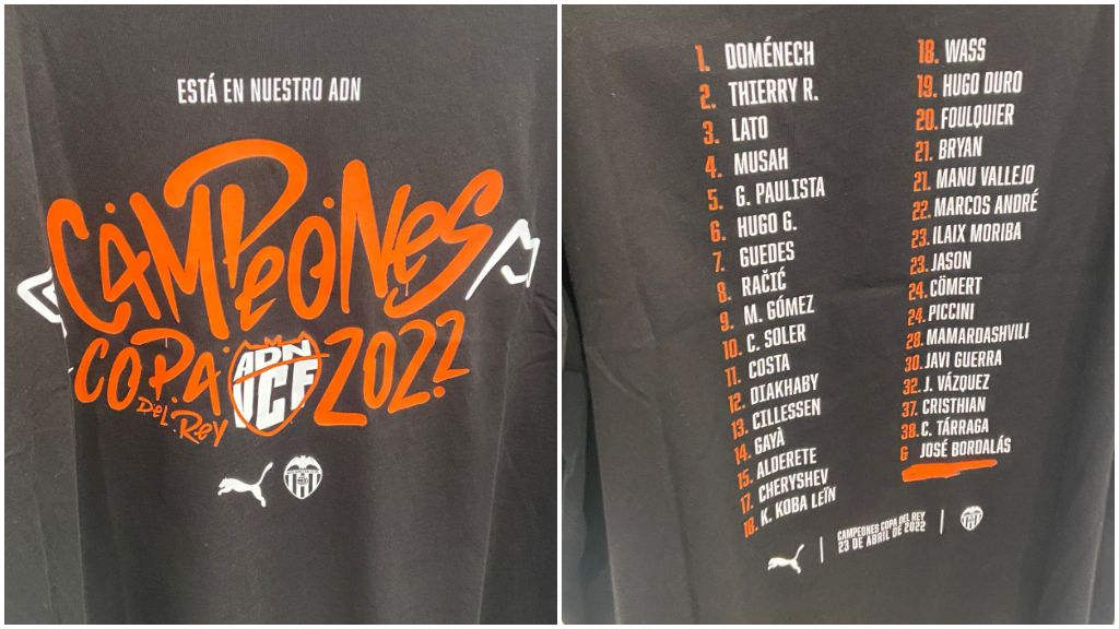  La camiseta conmemorativa del Valencia campeón de la Copa del Rey 2022.