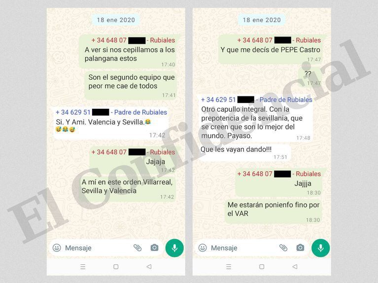 La conversación entre Rubiales y su padre.