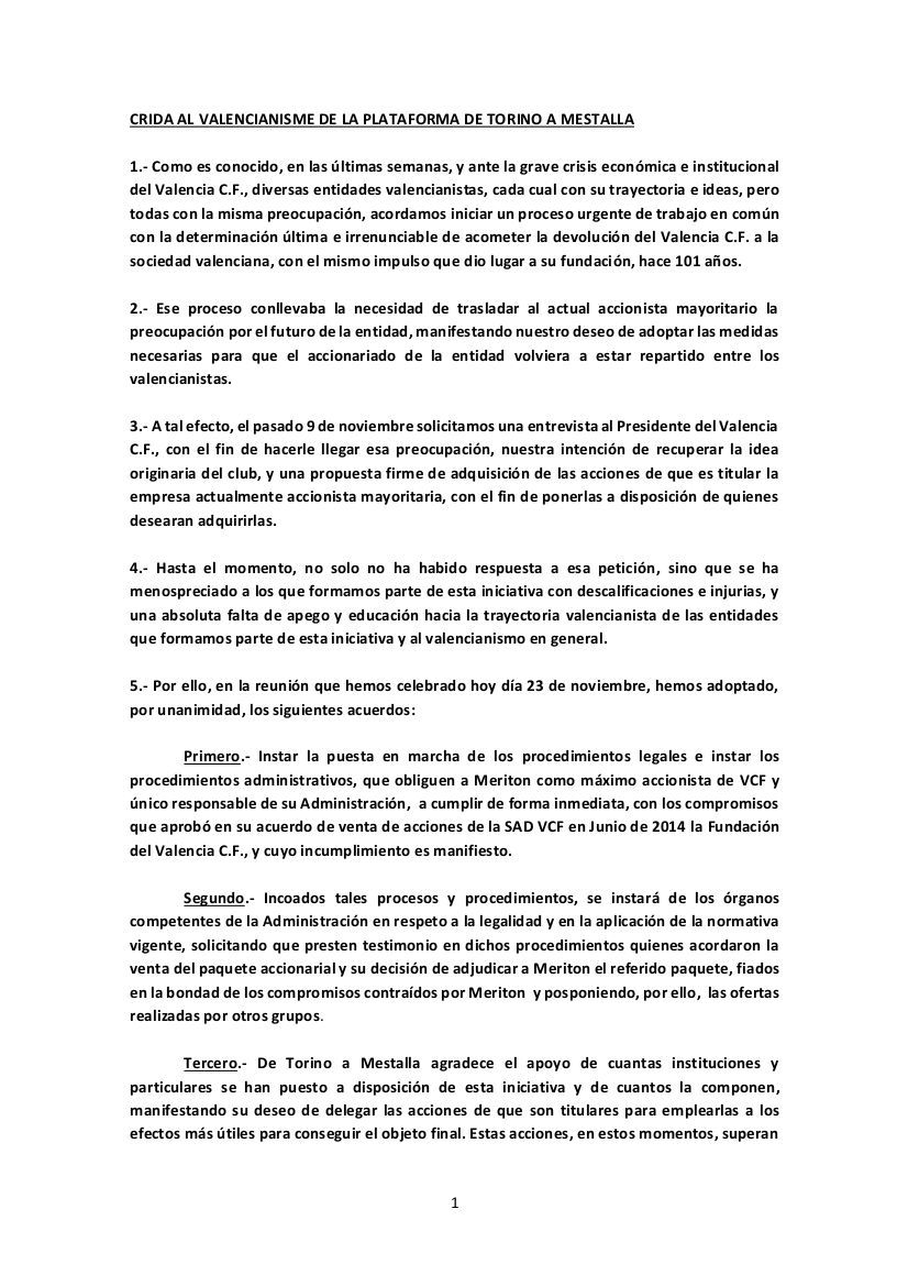  Manifiesto De Torino a Mestalla
