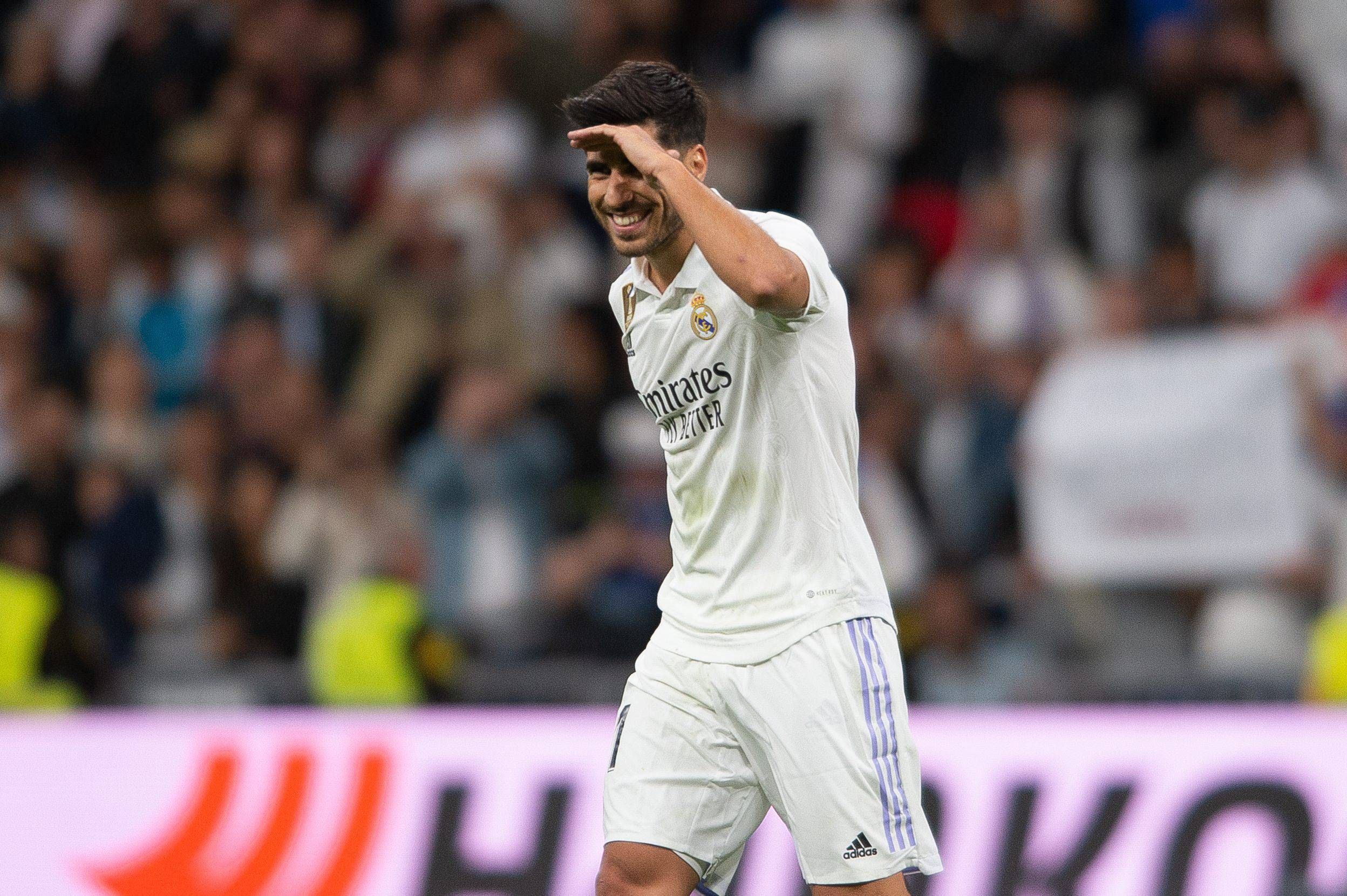  Marco Asensio celebra su gol en el Real Madrid-Celta.