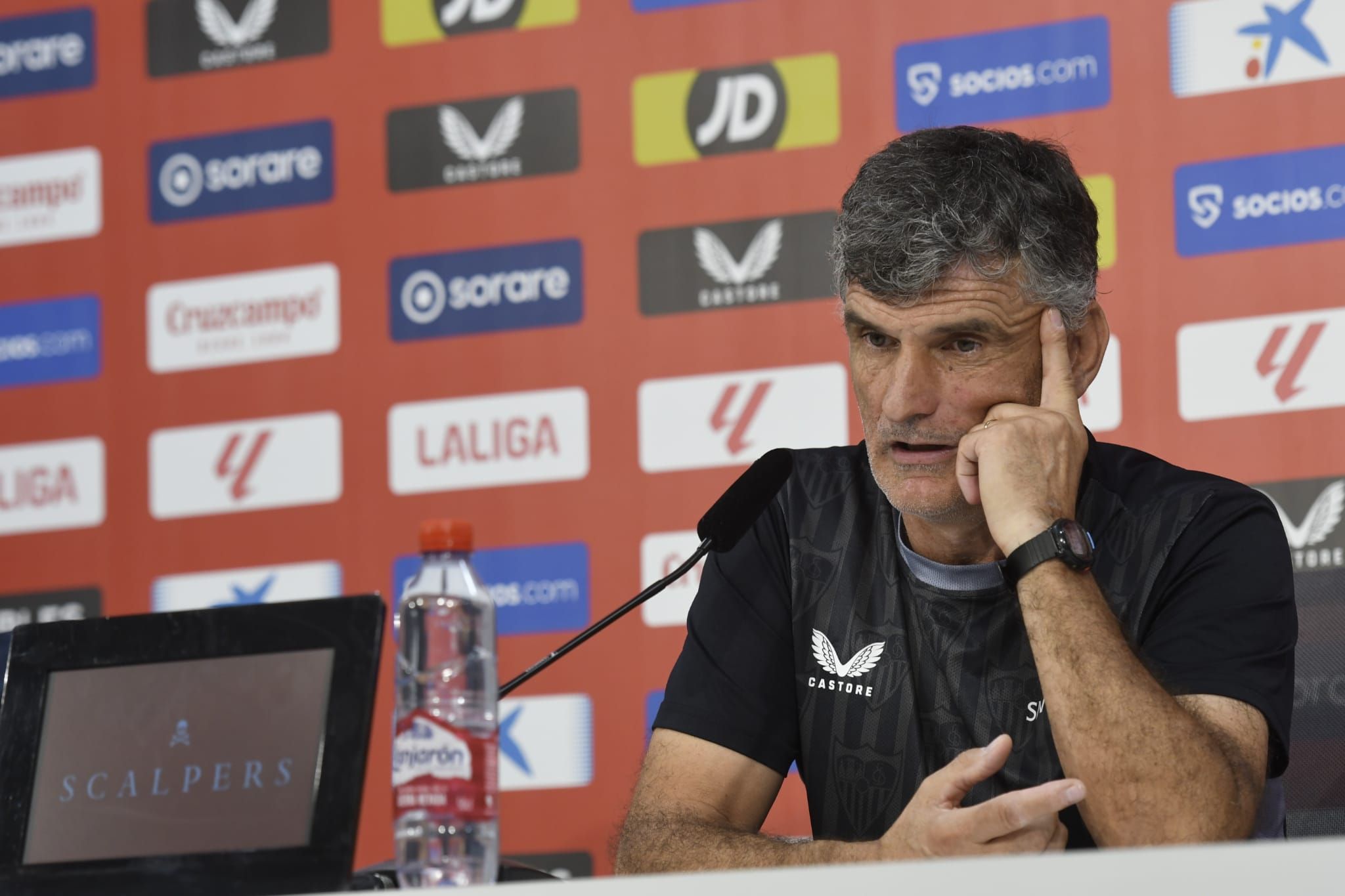  Mendilibar, en la rueda de prensa previa al partido ante el Rayo Vallecano.