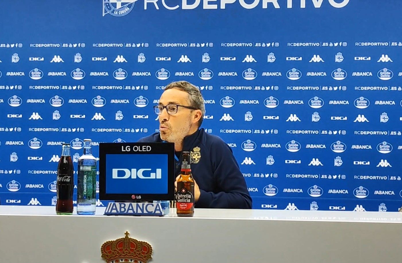 Óscar Cano, esta mañana en rueda de prensa en Riazor