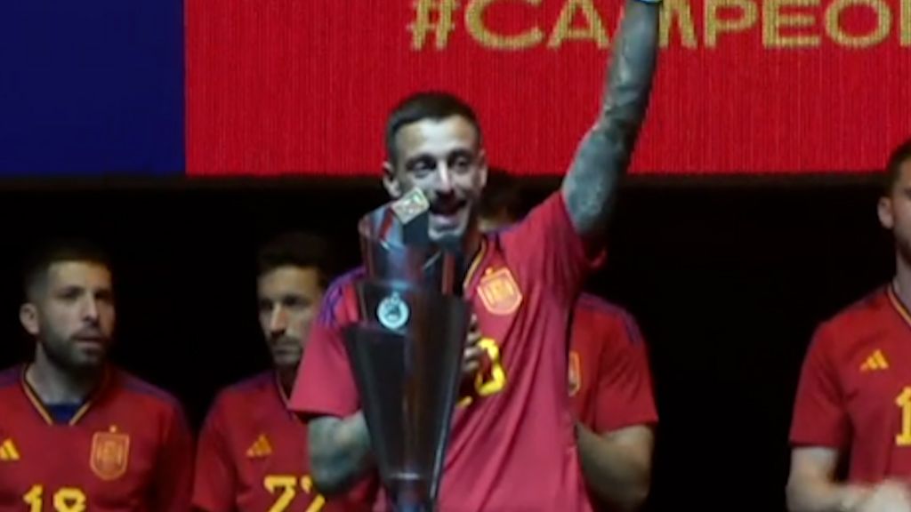  Joselu, durante la celebración.