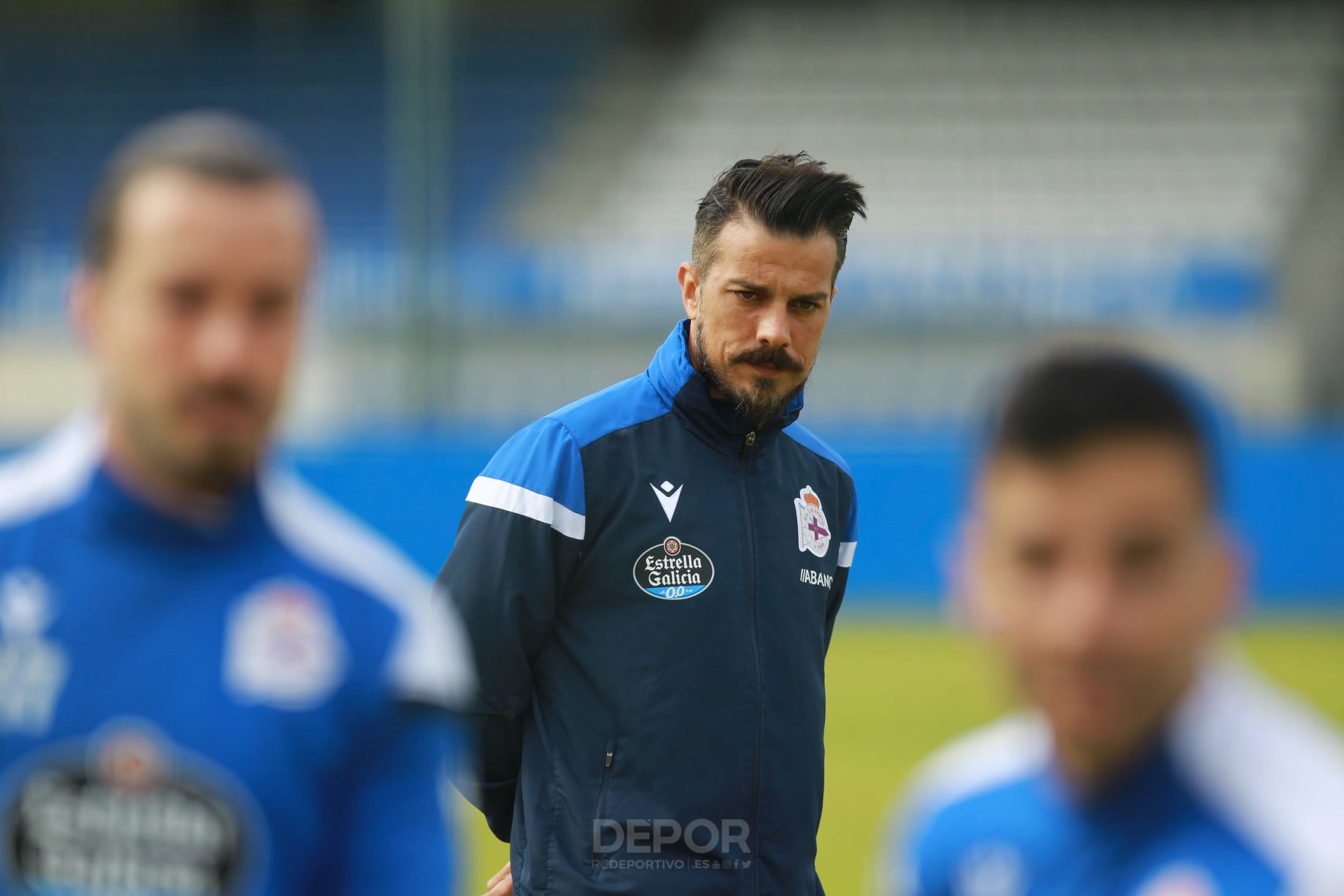 Rubén de la Barrera durante un entrenamiento del Dépor.