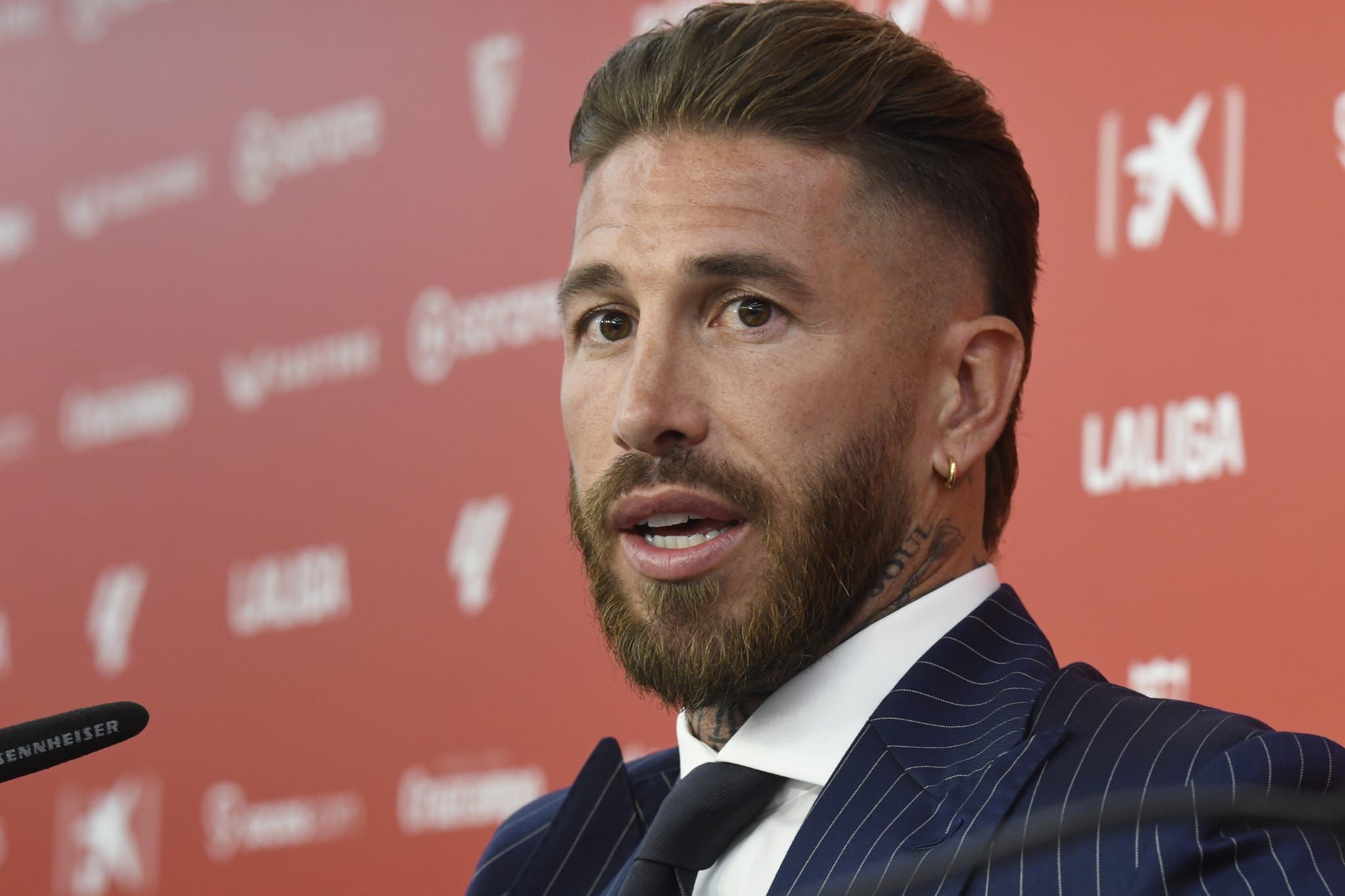 Sergio Ramos, en su presentación con el Sevilla