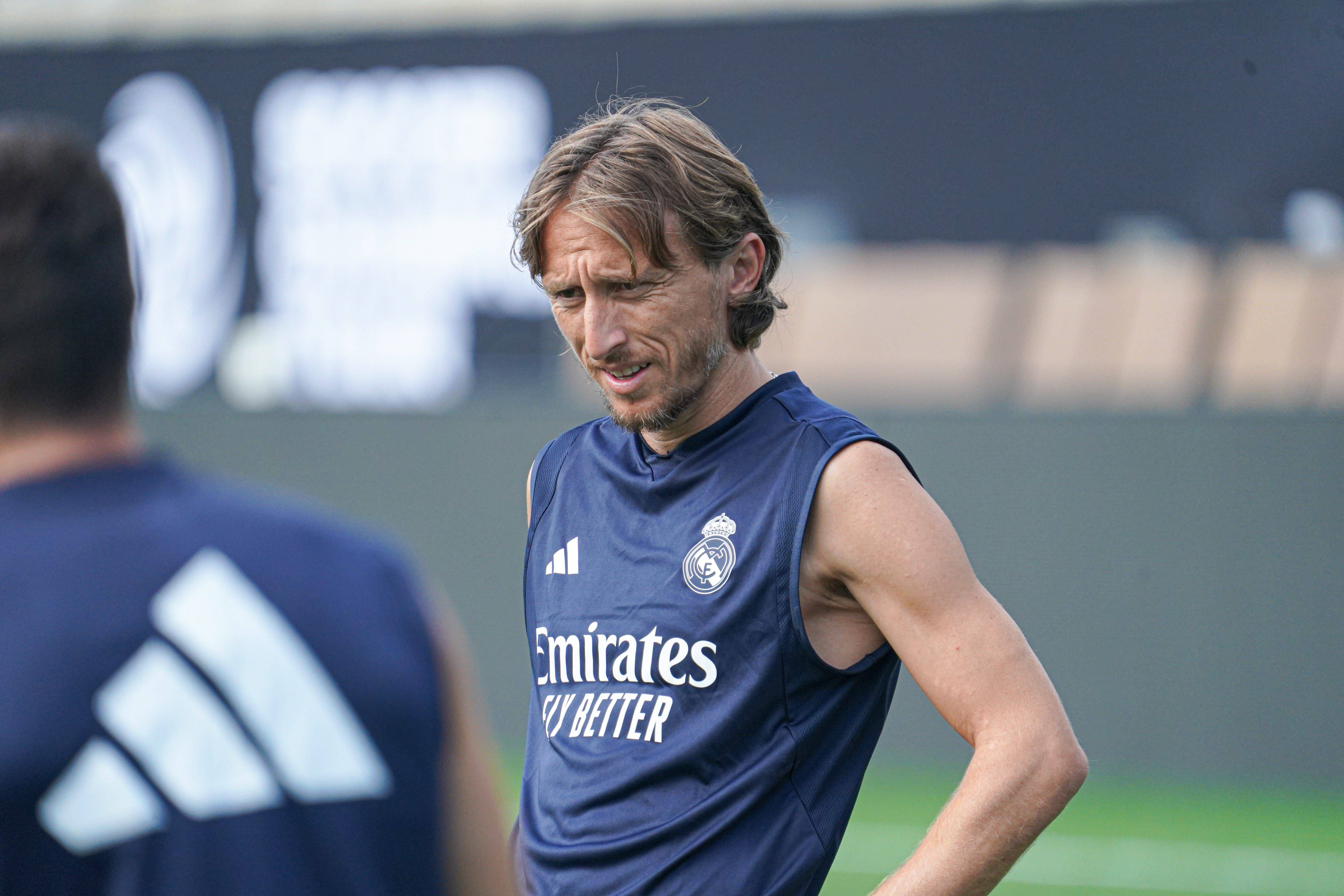  Luka Modric, en un entrenamiento del Real Madrid.