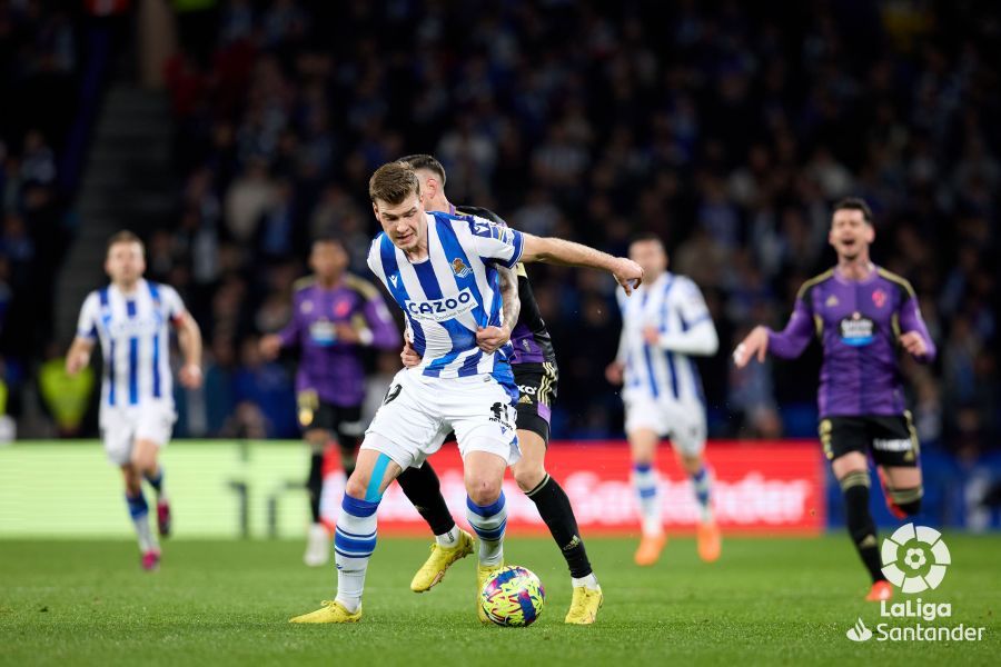 Alexander Sorloth gozó de la mejor oportunidad de la Real Sociedad en el primer tiempo.