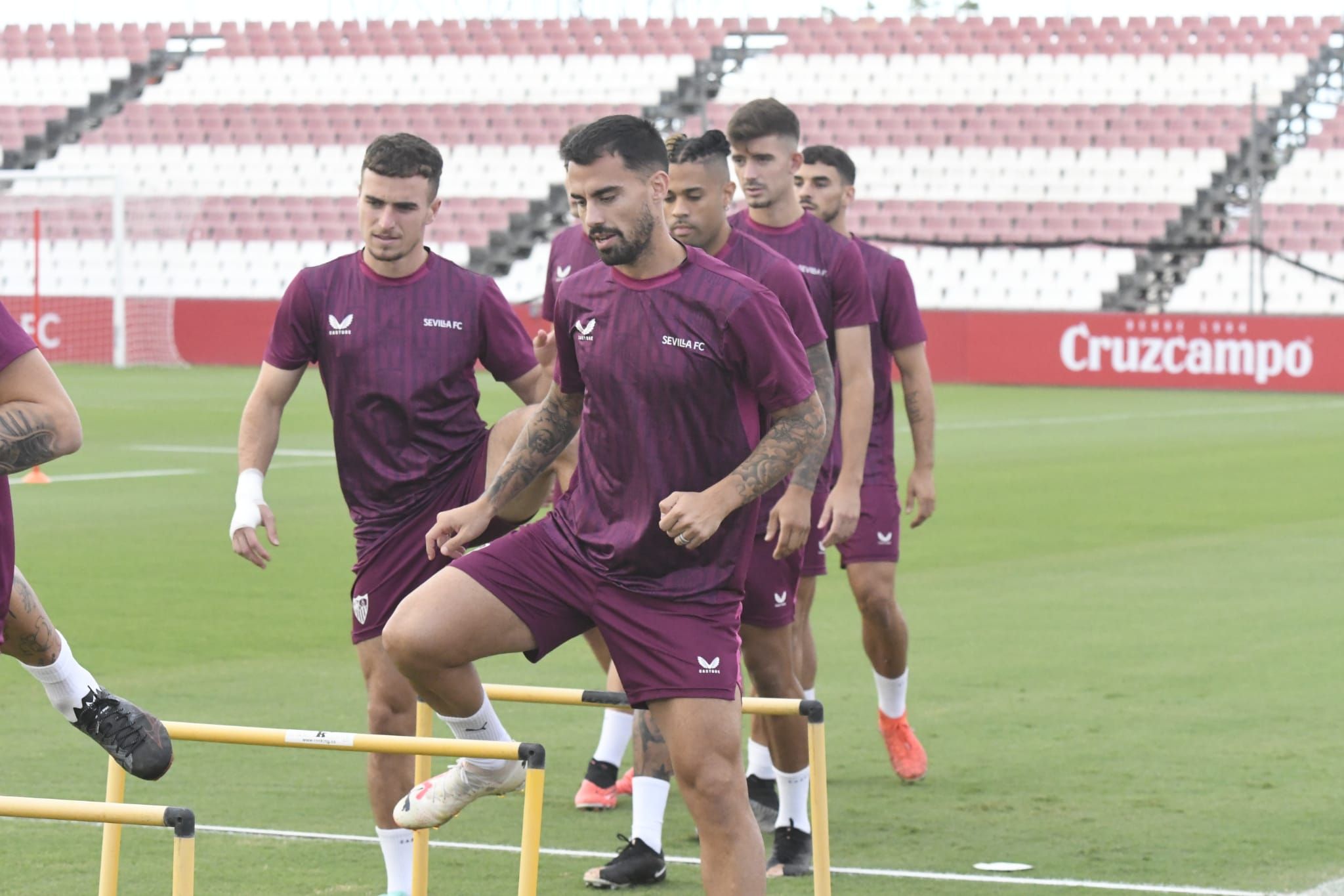  Suso, jugador del Sevilla, en el entrenamiento del miércoles