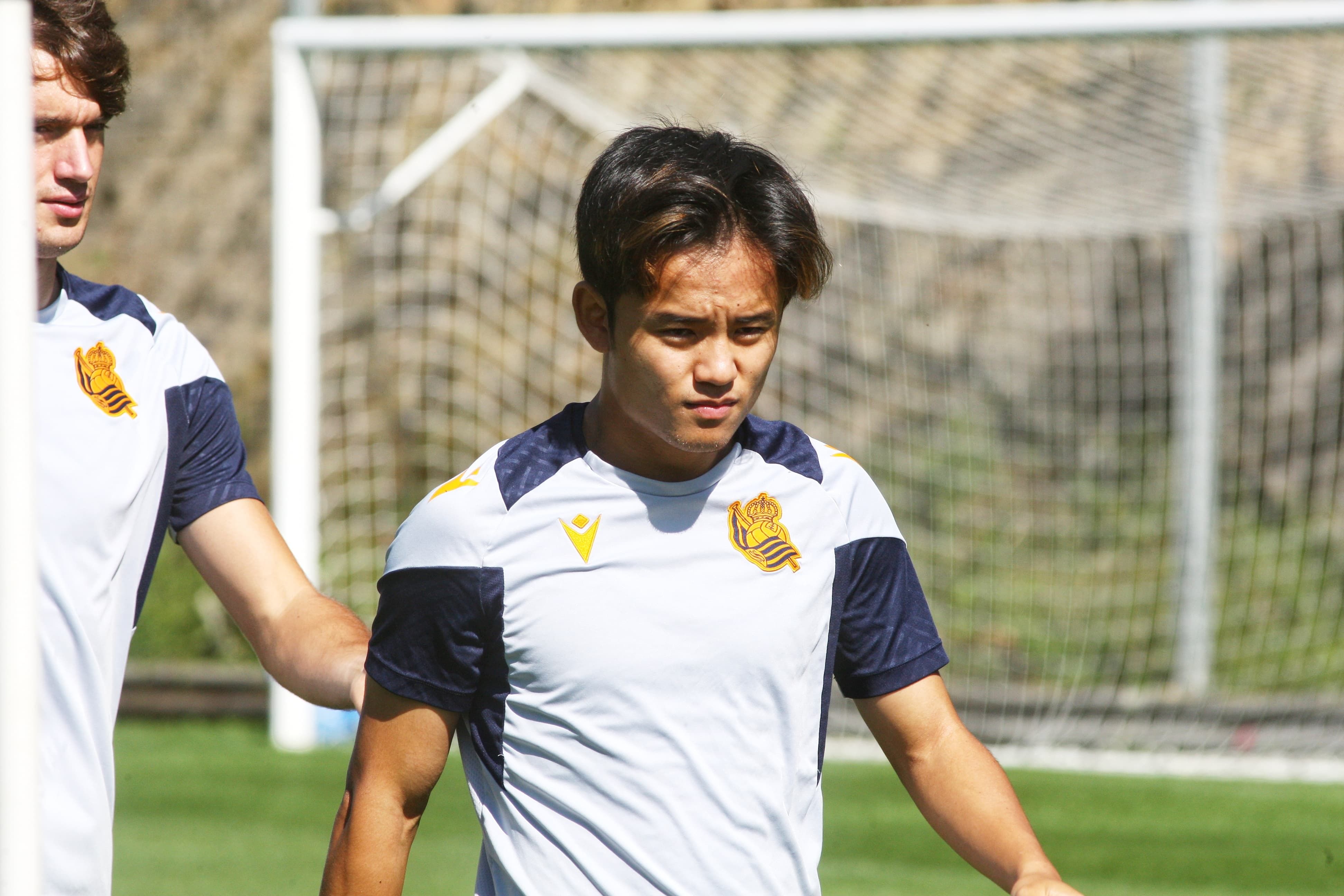  Take Kubo, en el entrenamiento de este martes en Zubieta.