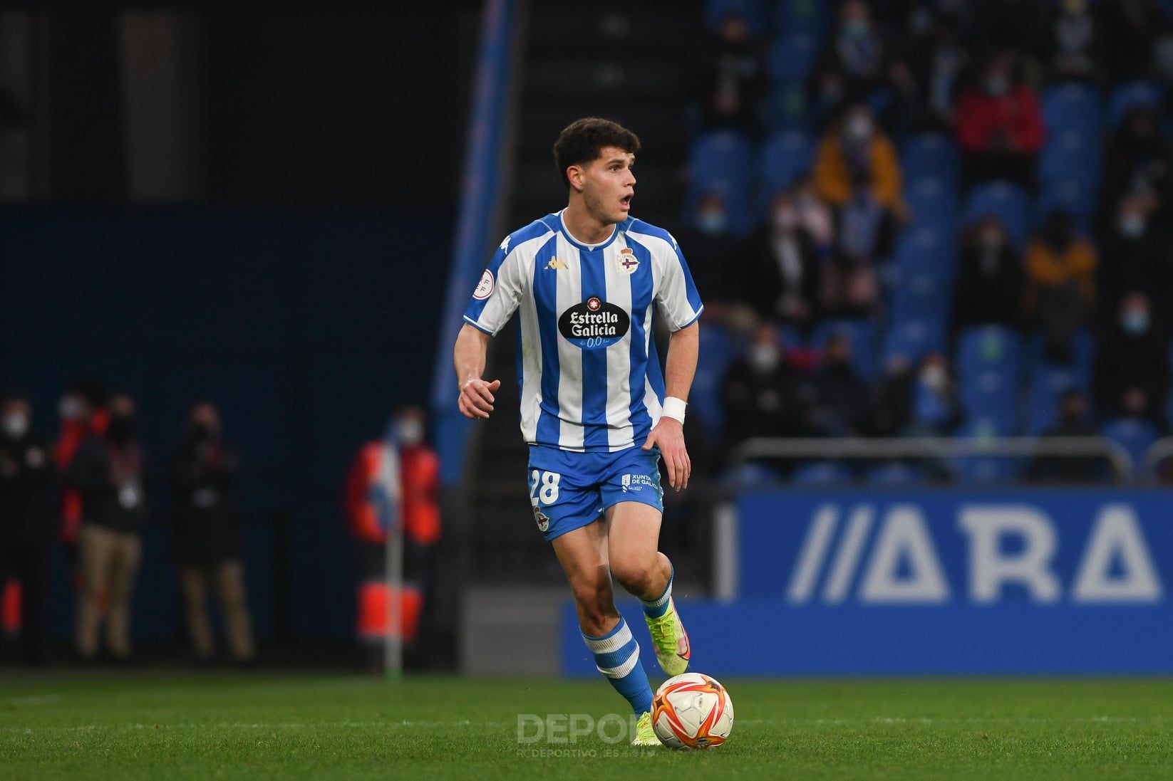 Trilli durante un partido con el Dépor en Riazor.