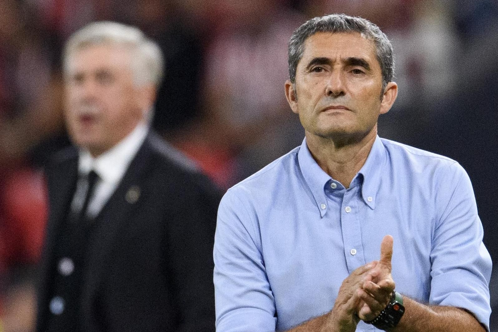  Carlo Ancelotti y Ernesto Valverde, en San Mamés.