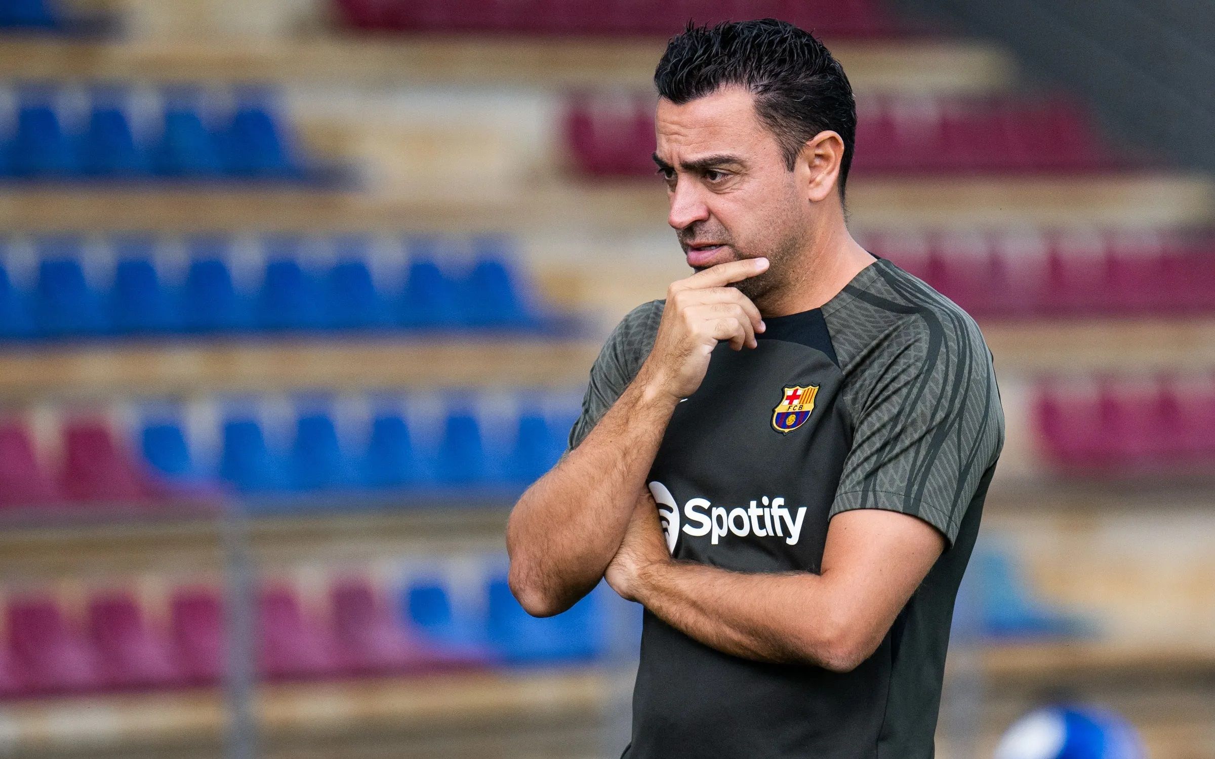 Xavi Hernández, en una sesión del Barcelona.