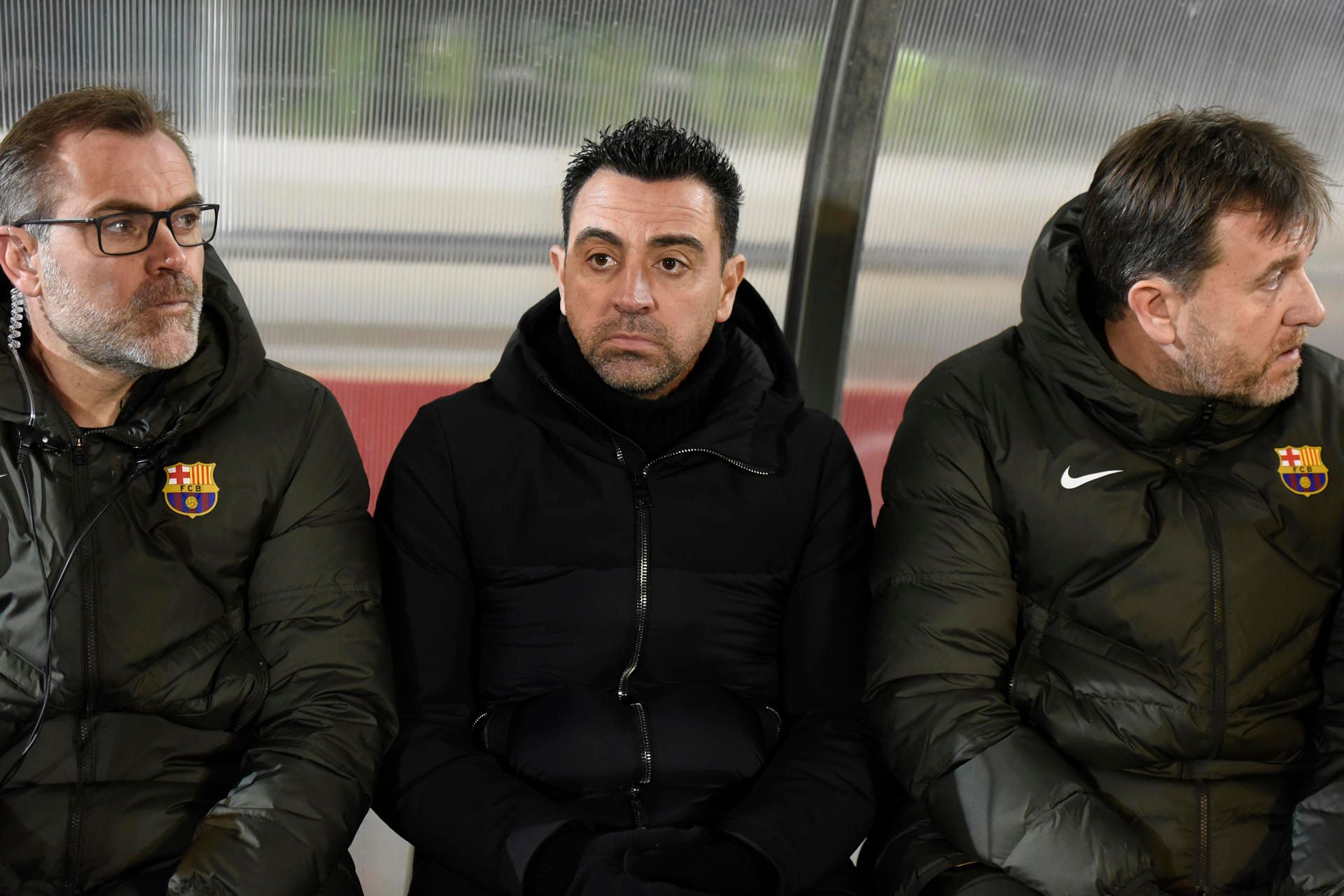  Xavi Hernández, en el banquillo de Barbastro.