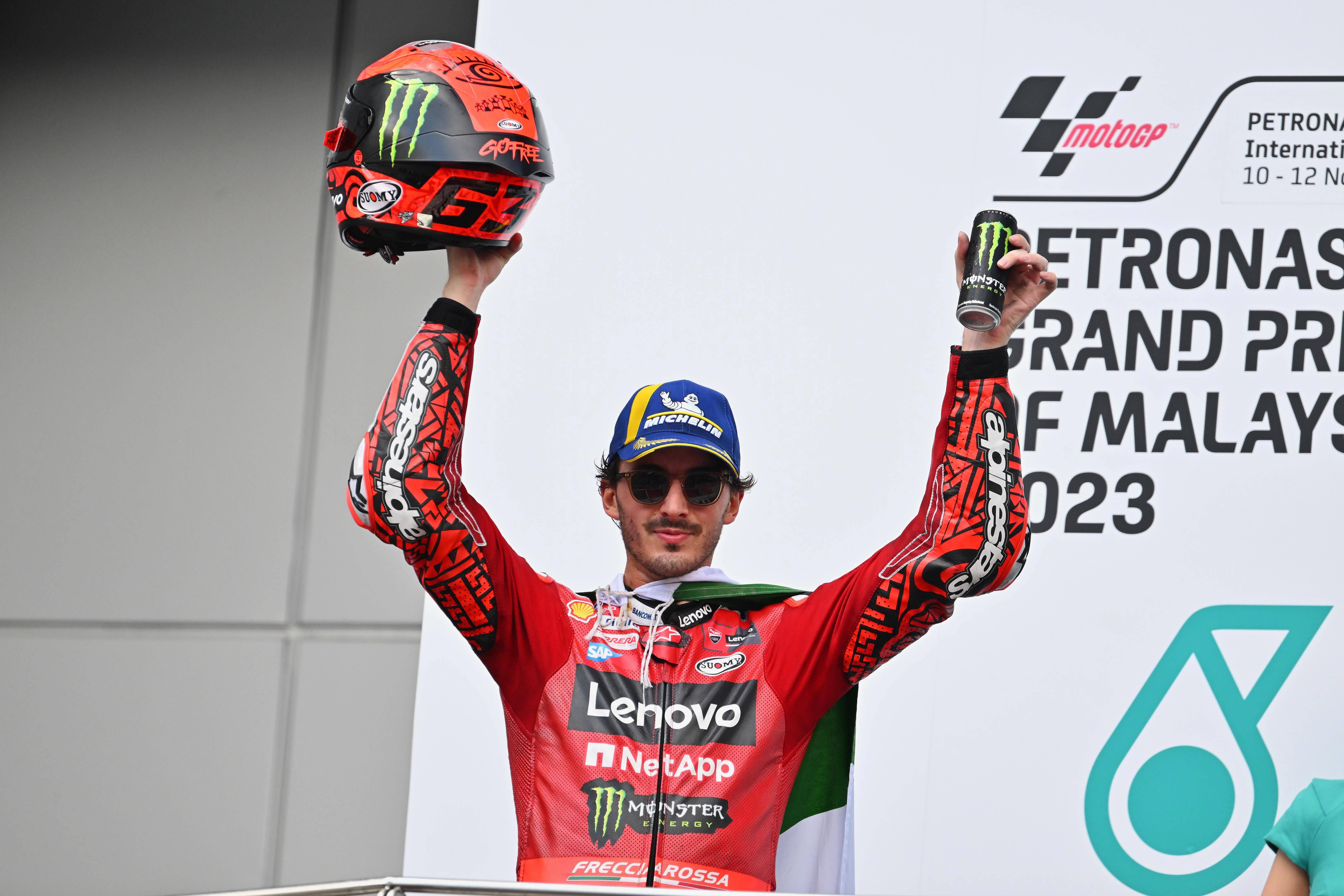 Pecco Bagnaia, tercero en Sepang, llega líder al GP de Qatar.