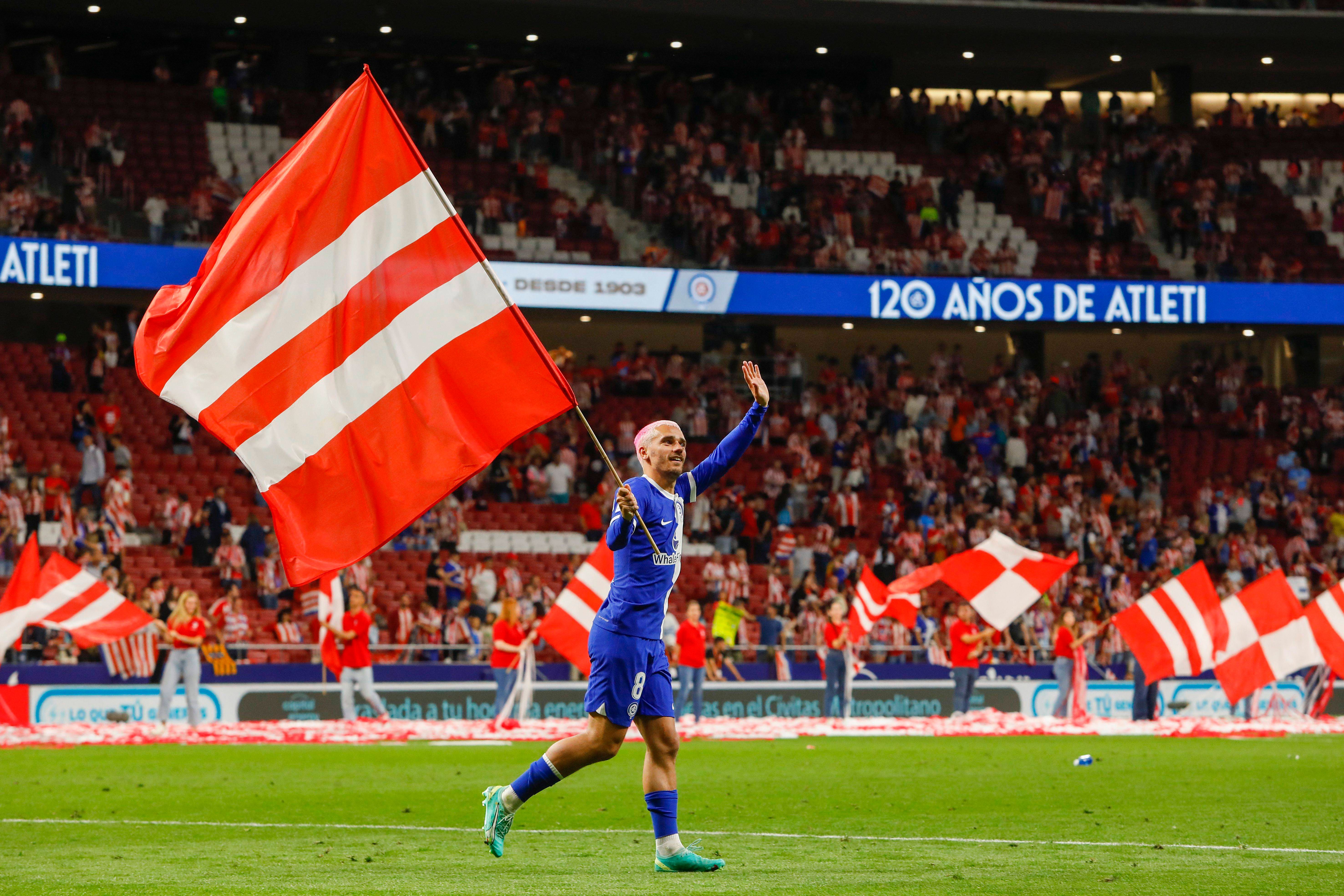 Antoine Griezmann, eufórico tras el Atlético-Mallorca.