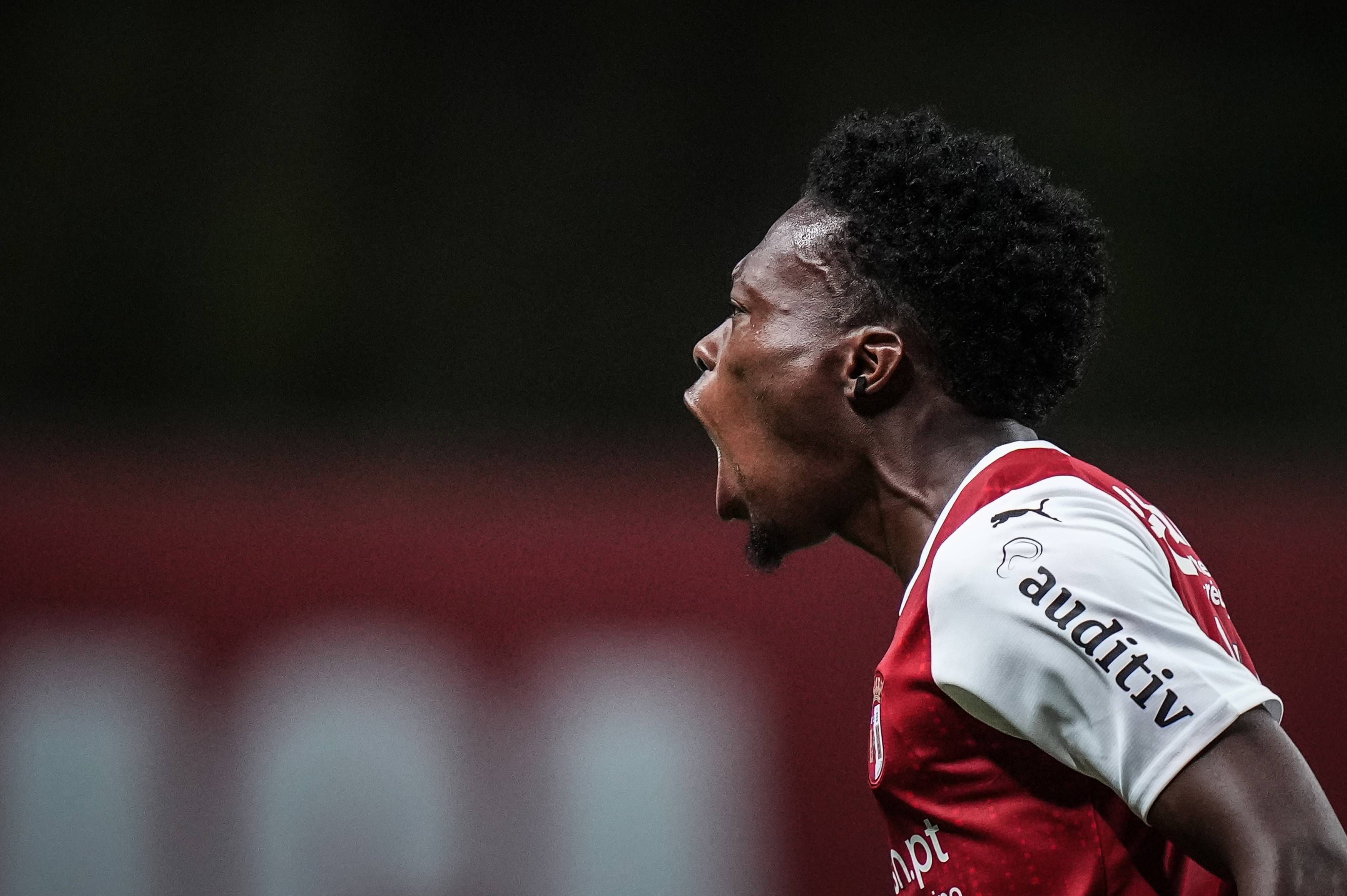 Álvaro Djaló jugando en la Champions con el Braga.