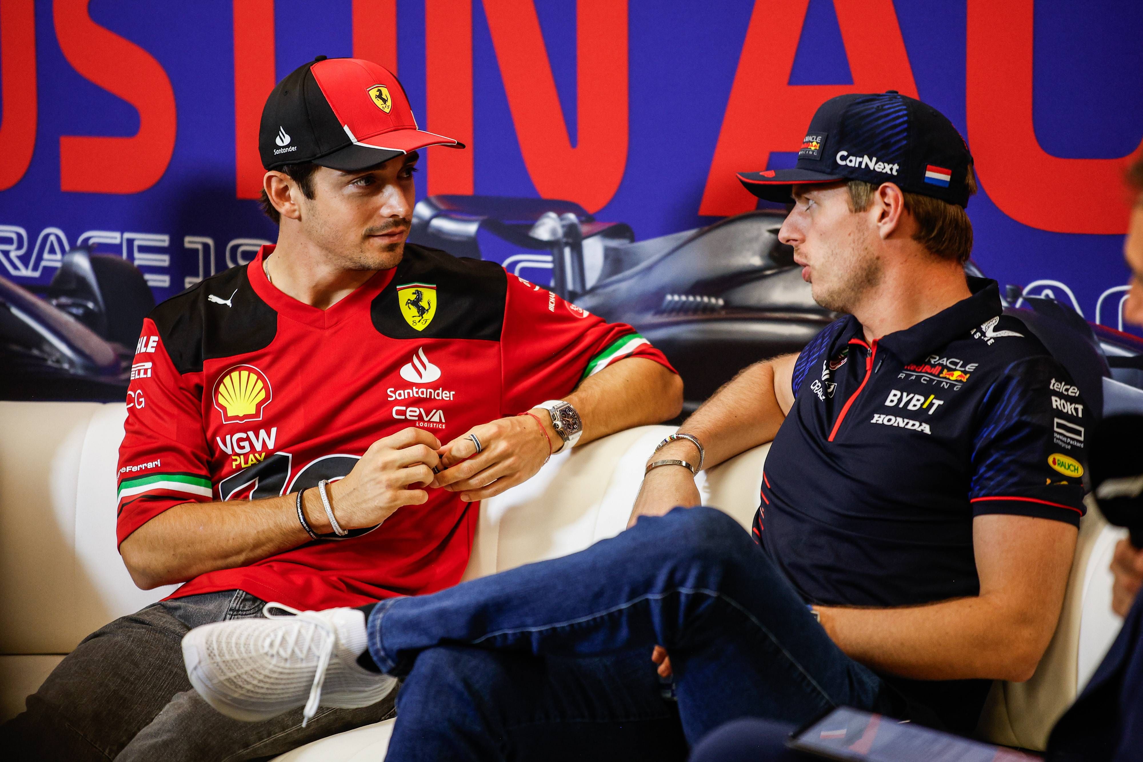  Charles Leclerc y Max Verstappen, en el GP Estados Unidos.