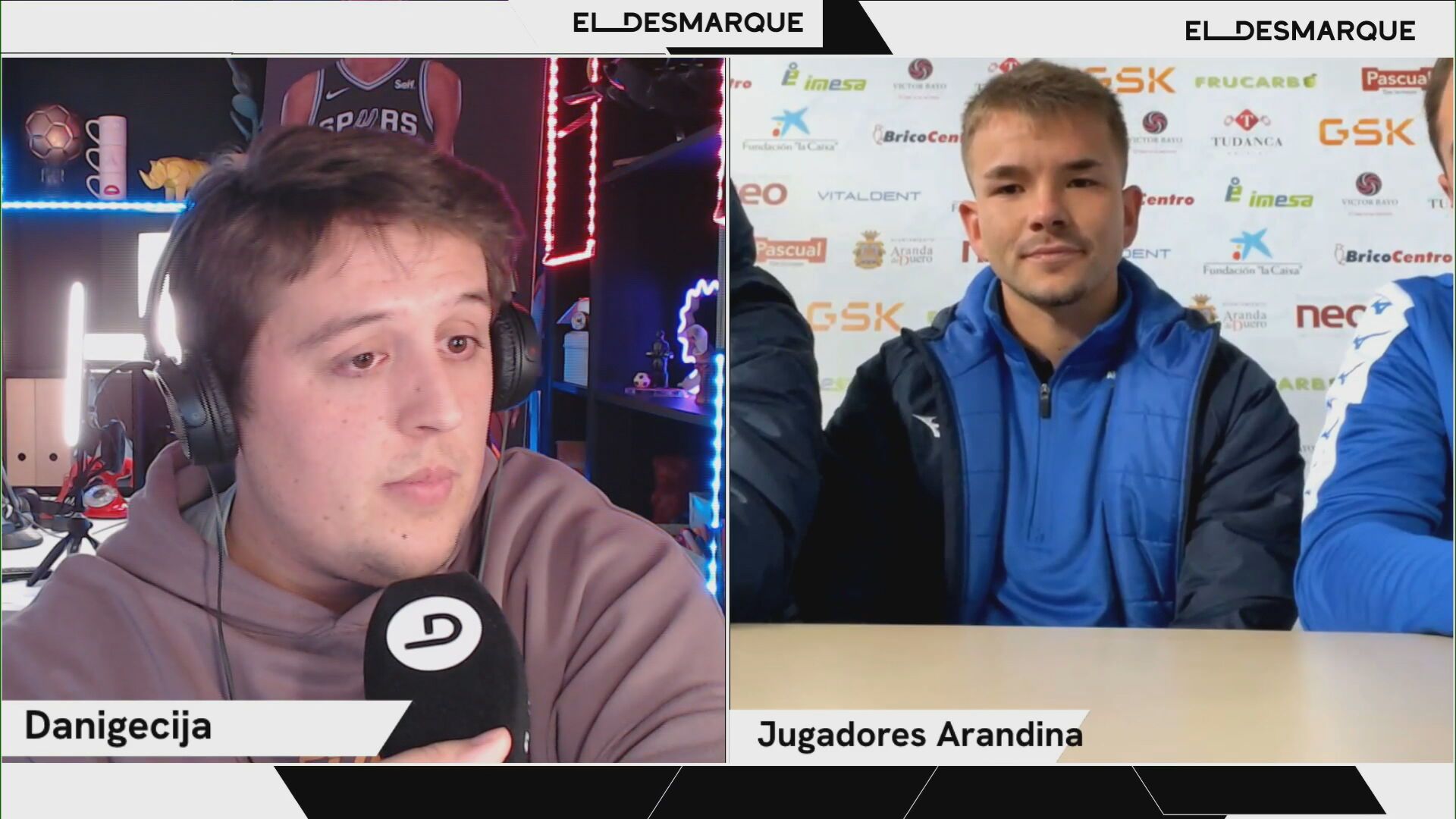  Tres jugadores de la Arandina en el canal de Twitch de ElDesmarque