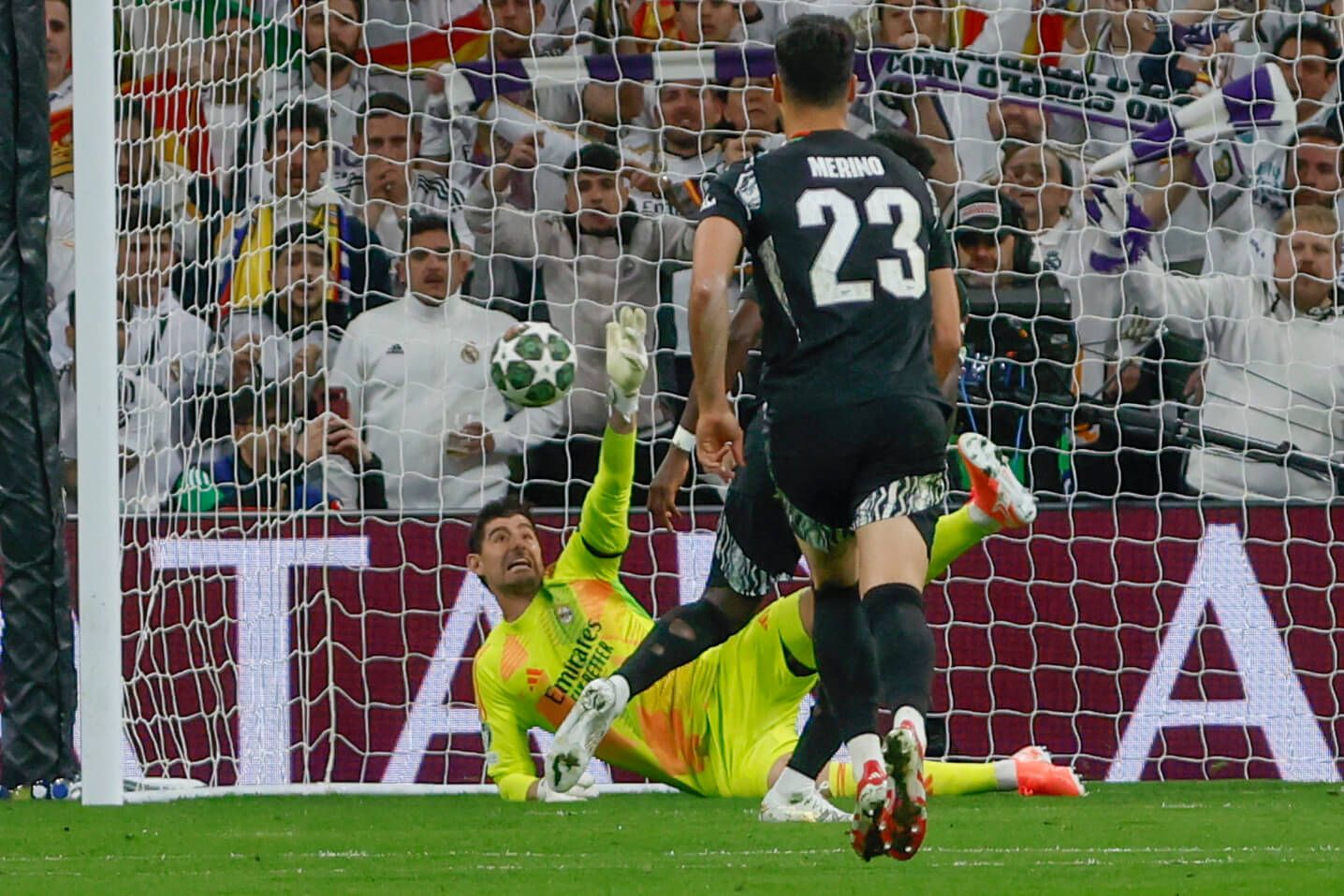Thibaut Courtois, en el partido ante el Arsenal en Champions