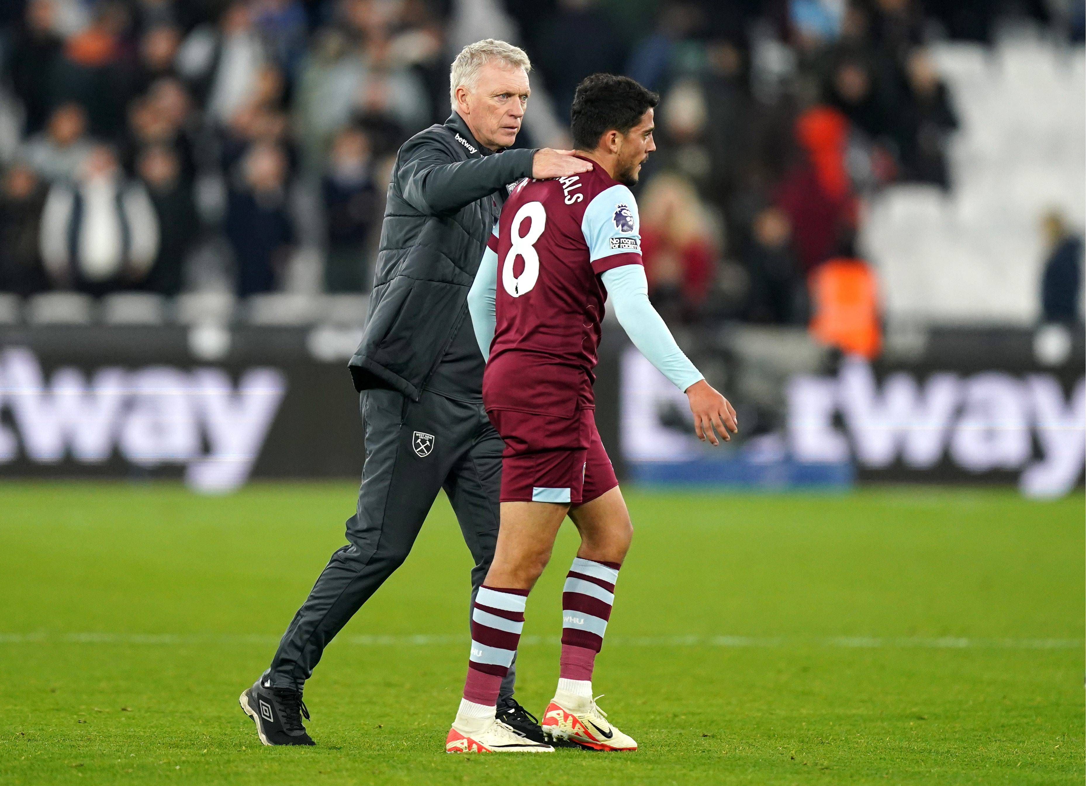 David Moyes y Pablo Fornals, en el West Ham.