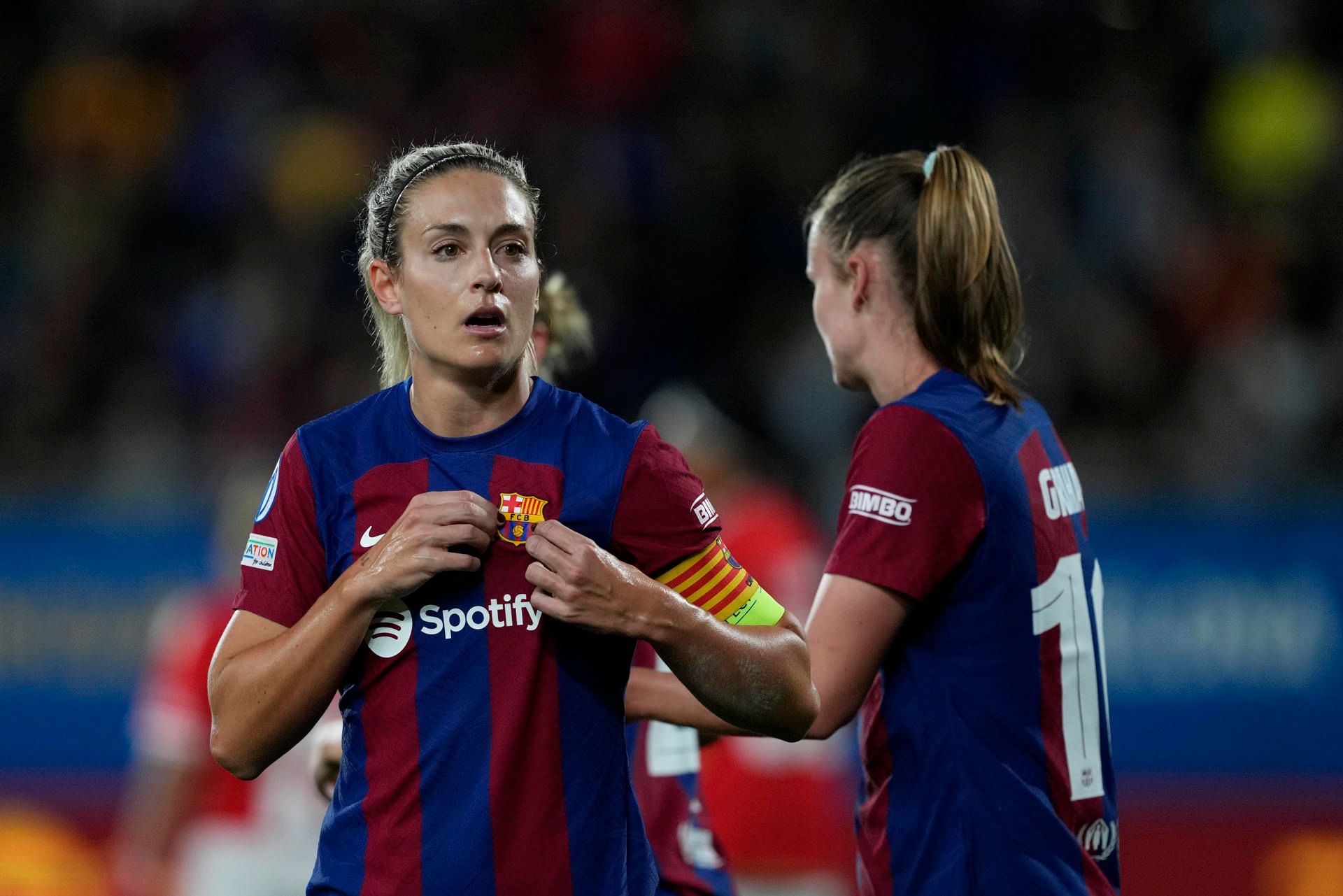 Alexia Putellas celebra uno de los goles obtenidos en el Barcelona-Benfica..