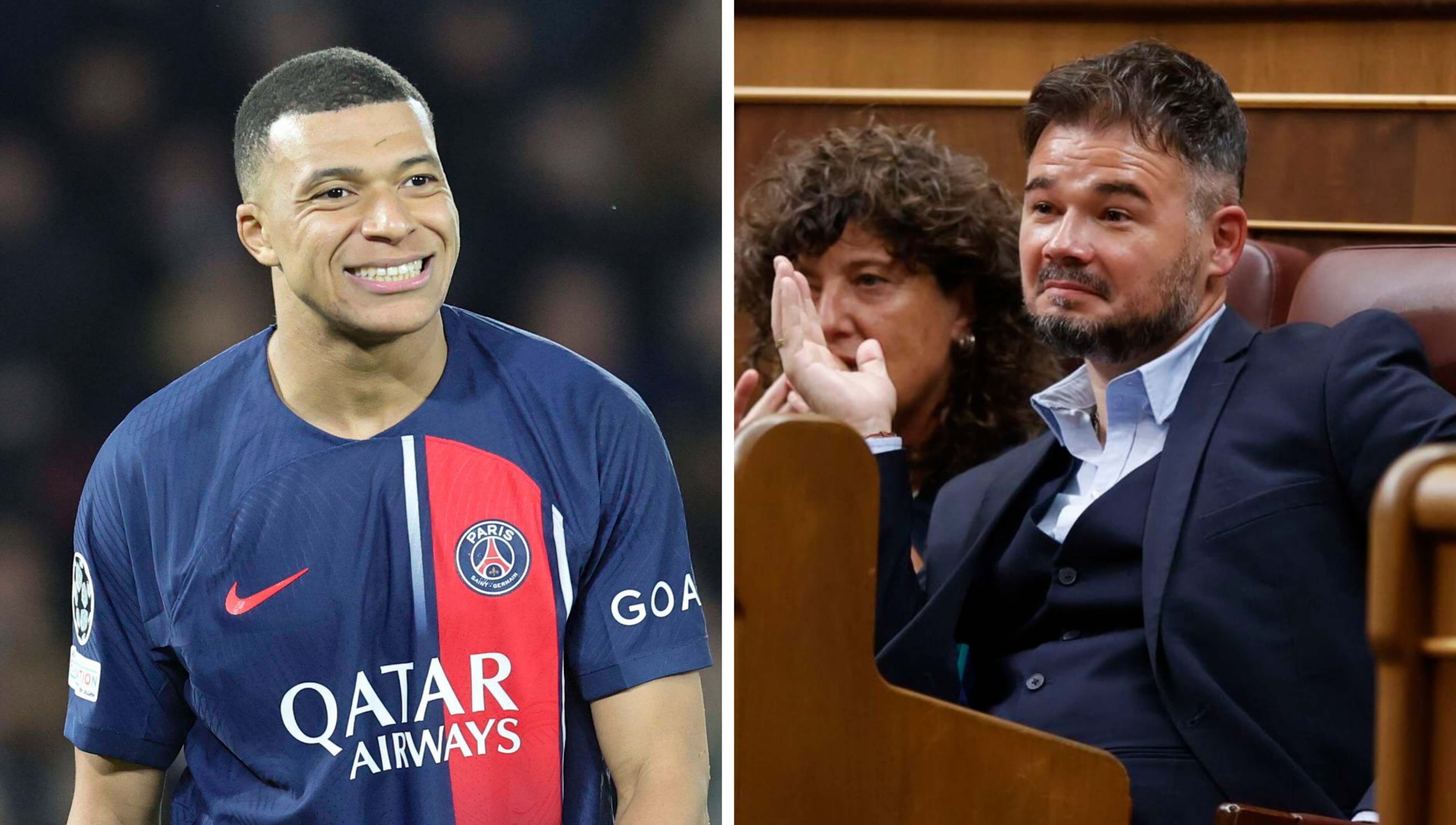  A la izquierda, Mbappé; a la derecha, Gabriel Rufián (Fotos: EFE/CordonPress).