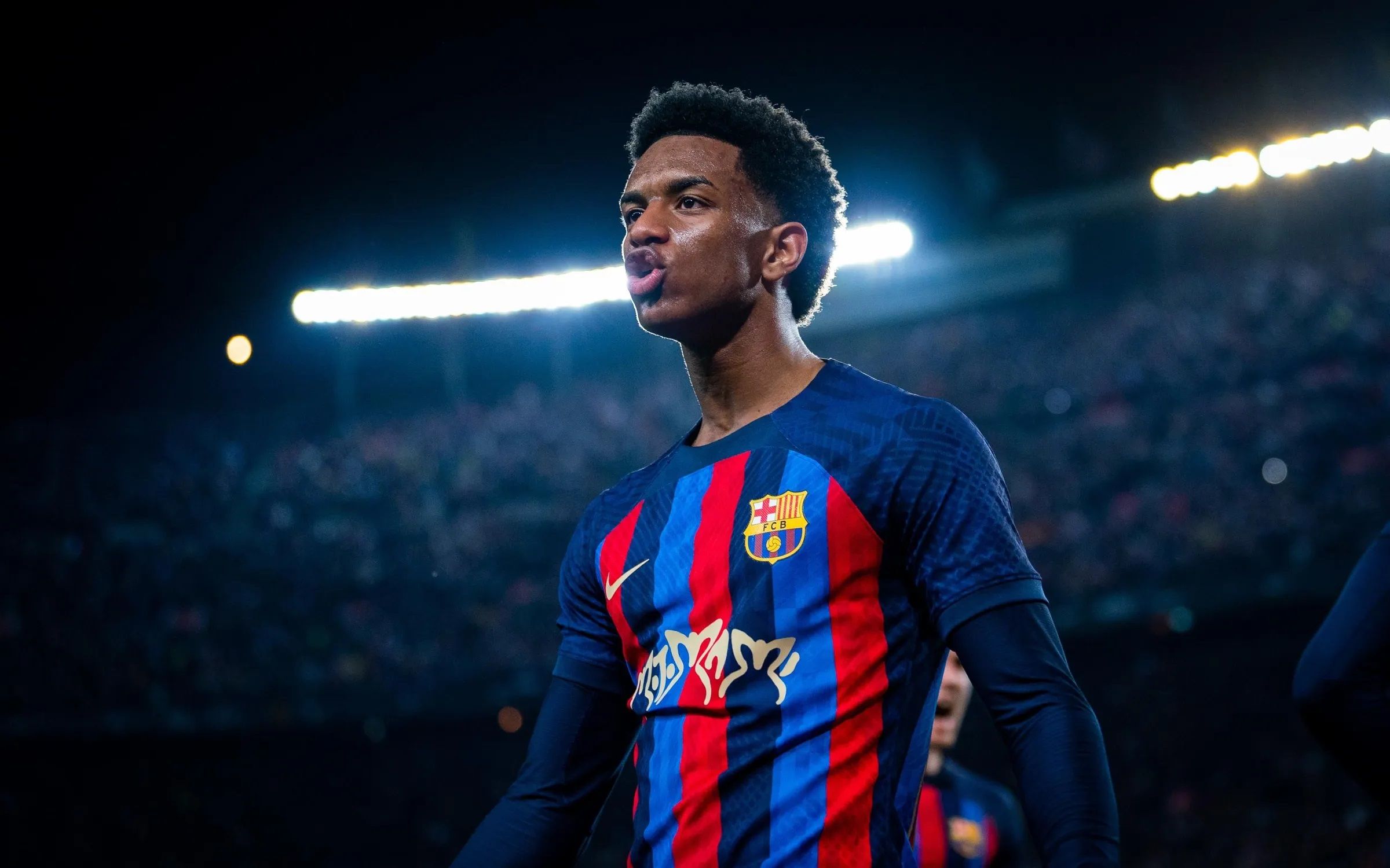  Alejandro Balde, en un partido del Barcelona bajo las órdenes de Xavi Hernández.