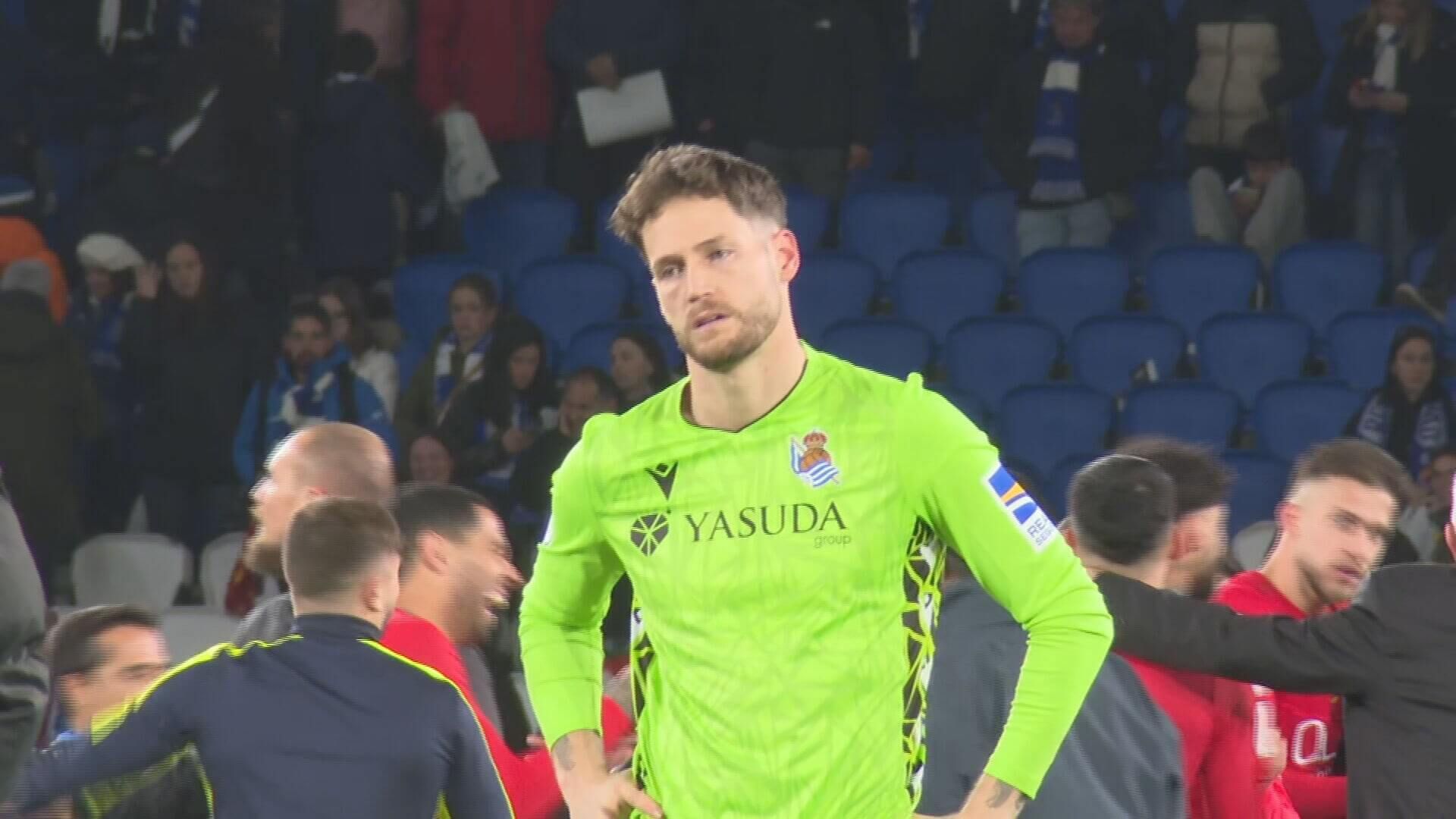  Álex Remiro tras el partido ante el Mallorca