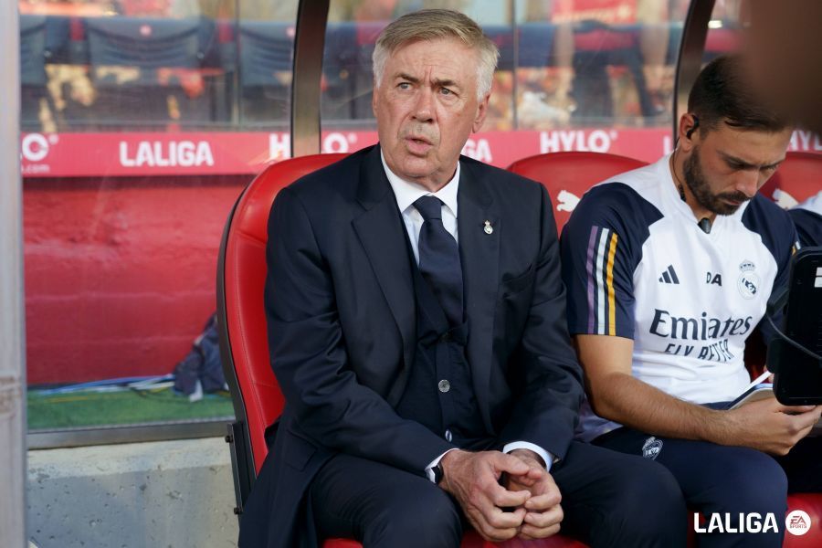  Carlo Ancelotti, durante el Girona-Real Madrid. Fuente: LALIGA.