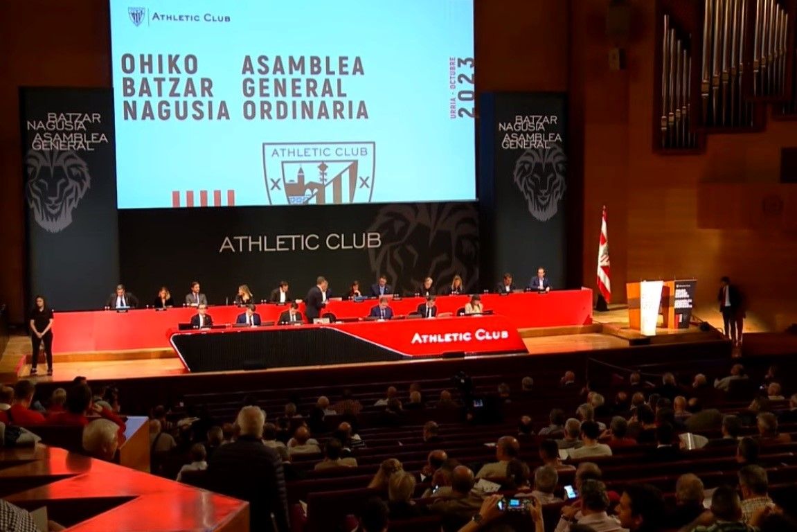  Plano de la asamblea general de Socios del Athletic Club del año 2023 en la que se acabó hablando de la Filosofía en su tramo final.