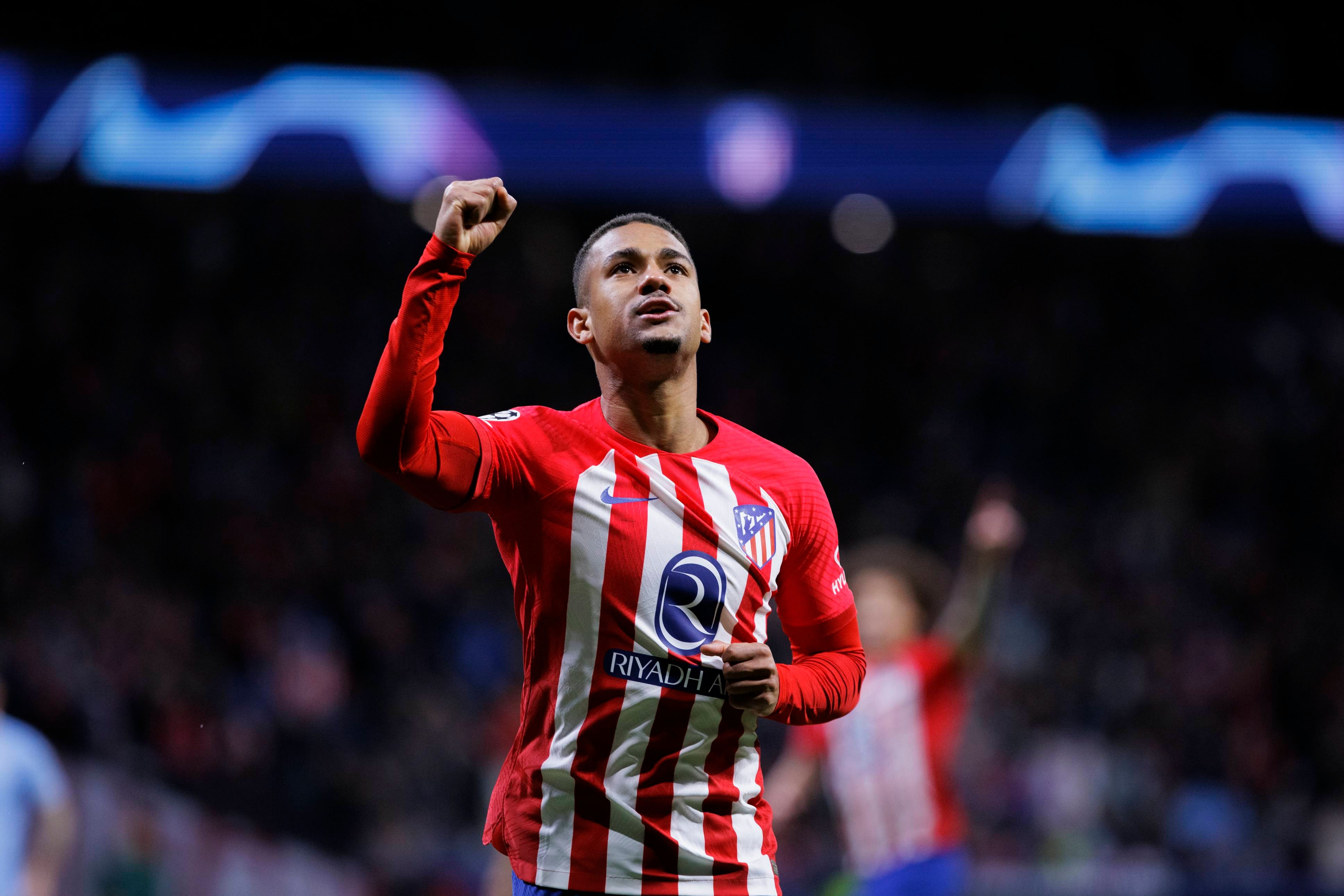 Samuel Lino celebra su gol en el Atlético de Madrid-Lazio.