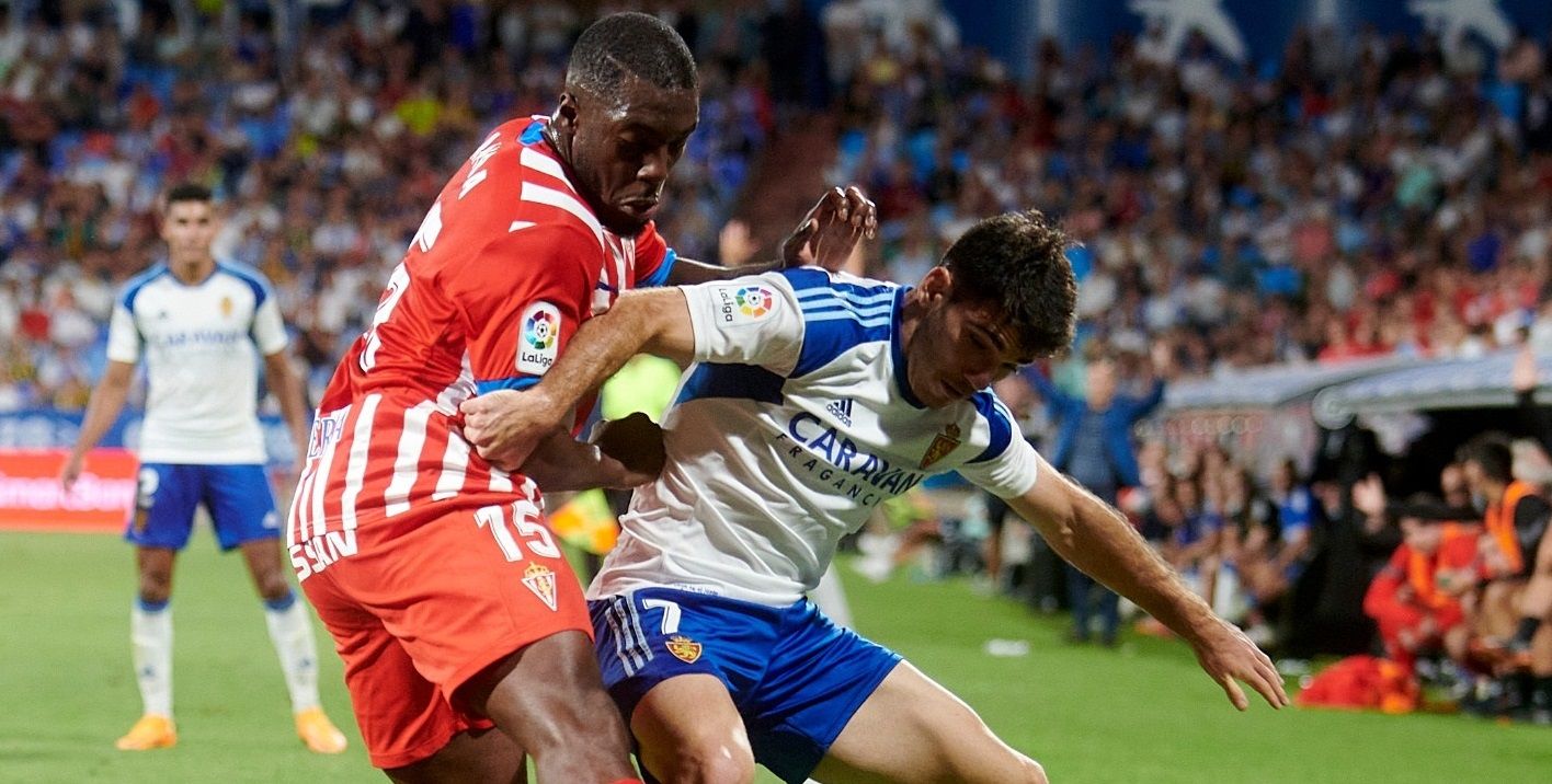 Axel Bambam durante el Zaragoza-Sporting