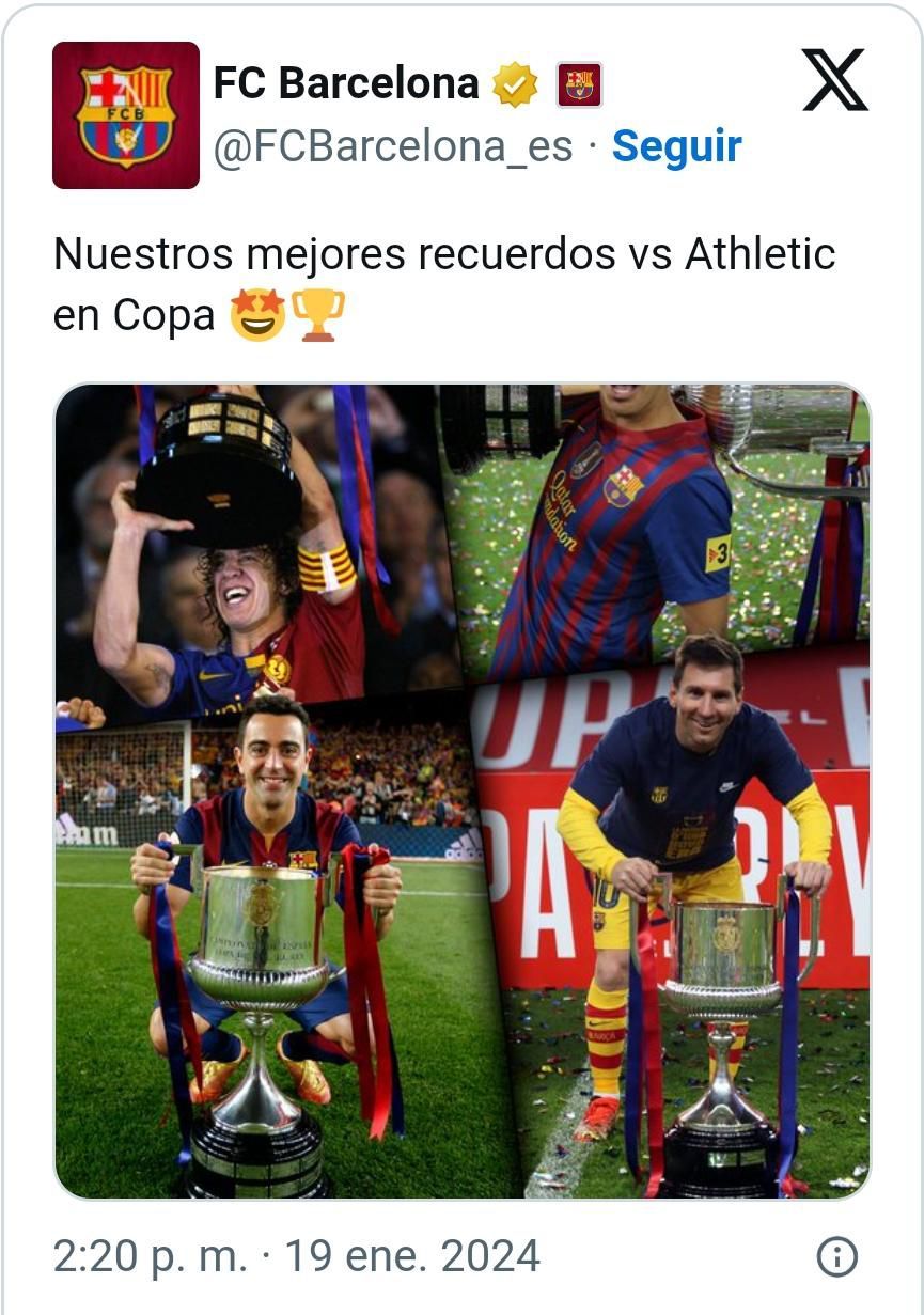  El Community Manager del Barça publicó este post en la cuenta oficial de X del club blaugrana. Las reacciones no se hicieron esperar en las RRSS.