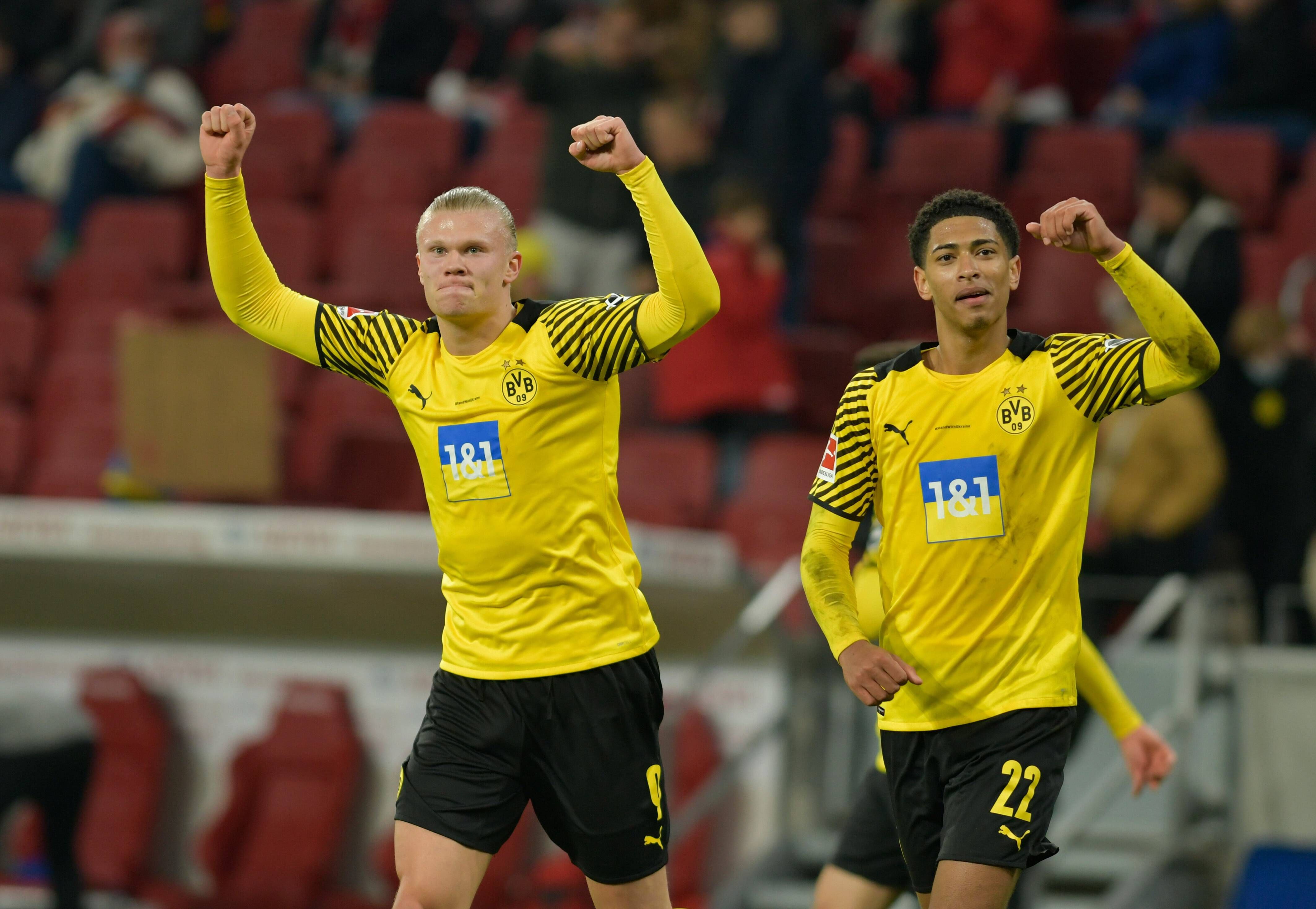  Erling Haaland y Jude Bellingham, en un partido con el Borussia Dortmund.