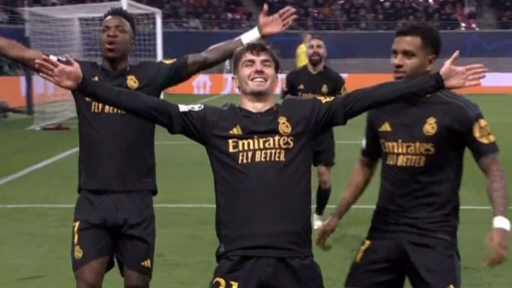 Brahim Díaz celebrando el gol (@MovistarFutbol)