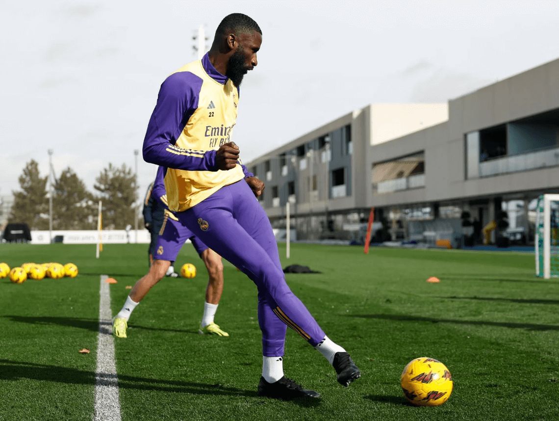 Antonio Rüdiger, en una sesión del Real Madrid.