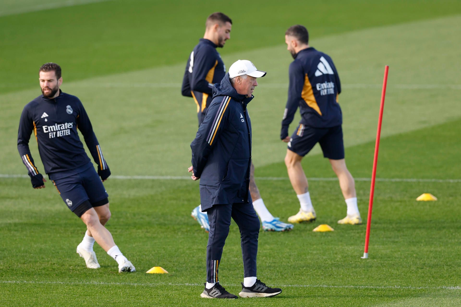 Carlo Ancelotti, en un entrenamiento con el Real Madrid.