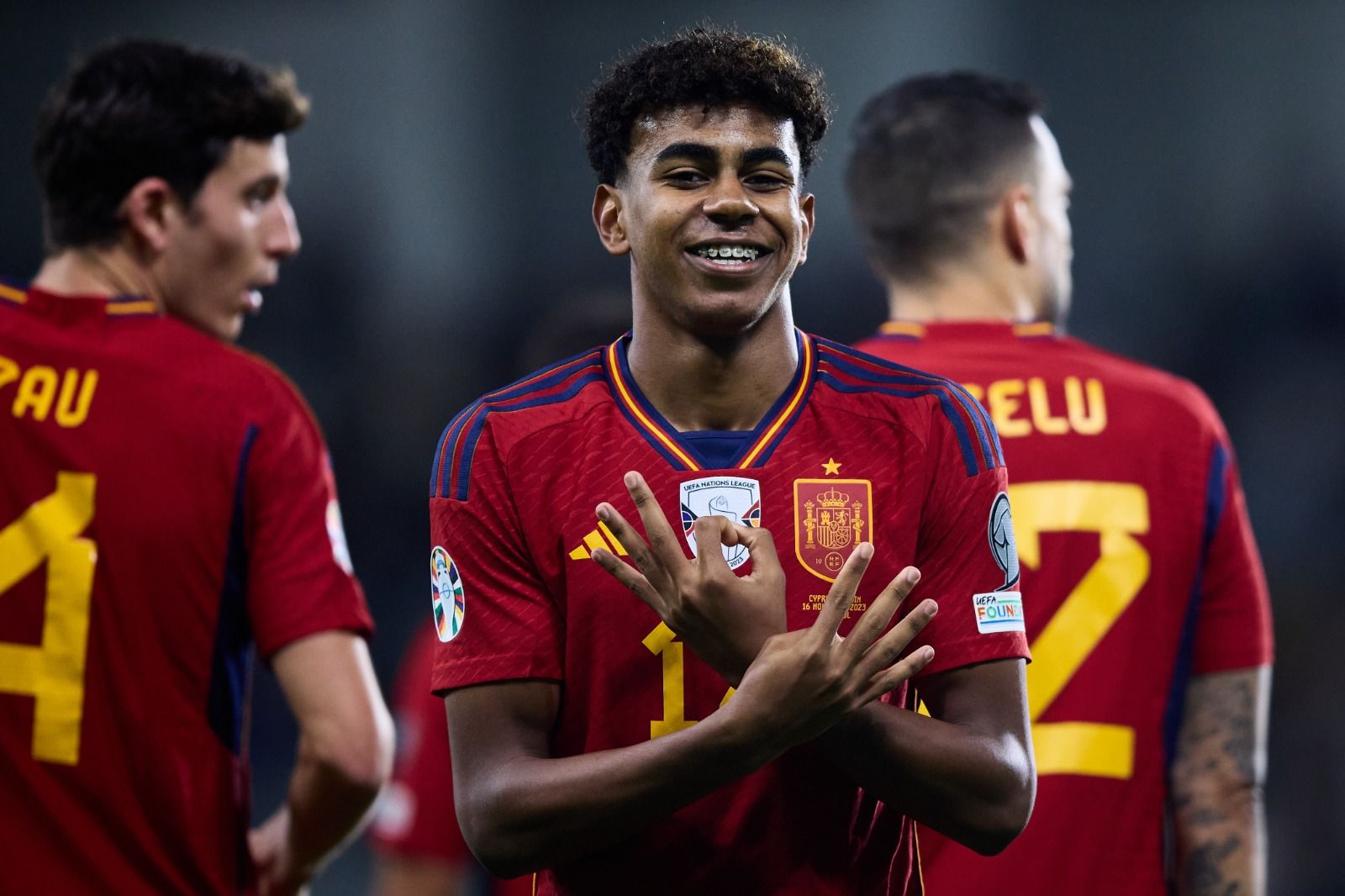 Lamine Yamal celebra su gol en el Chipre-España.