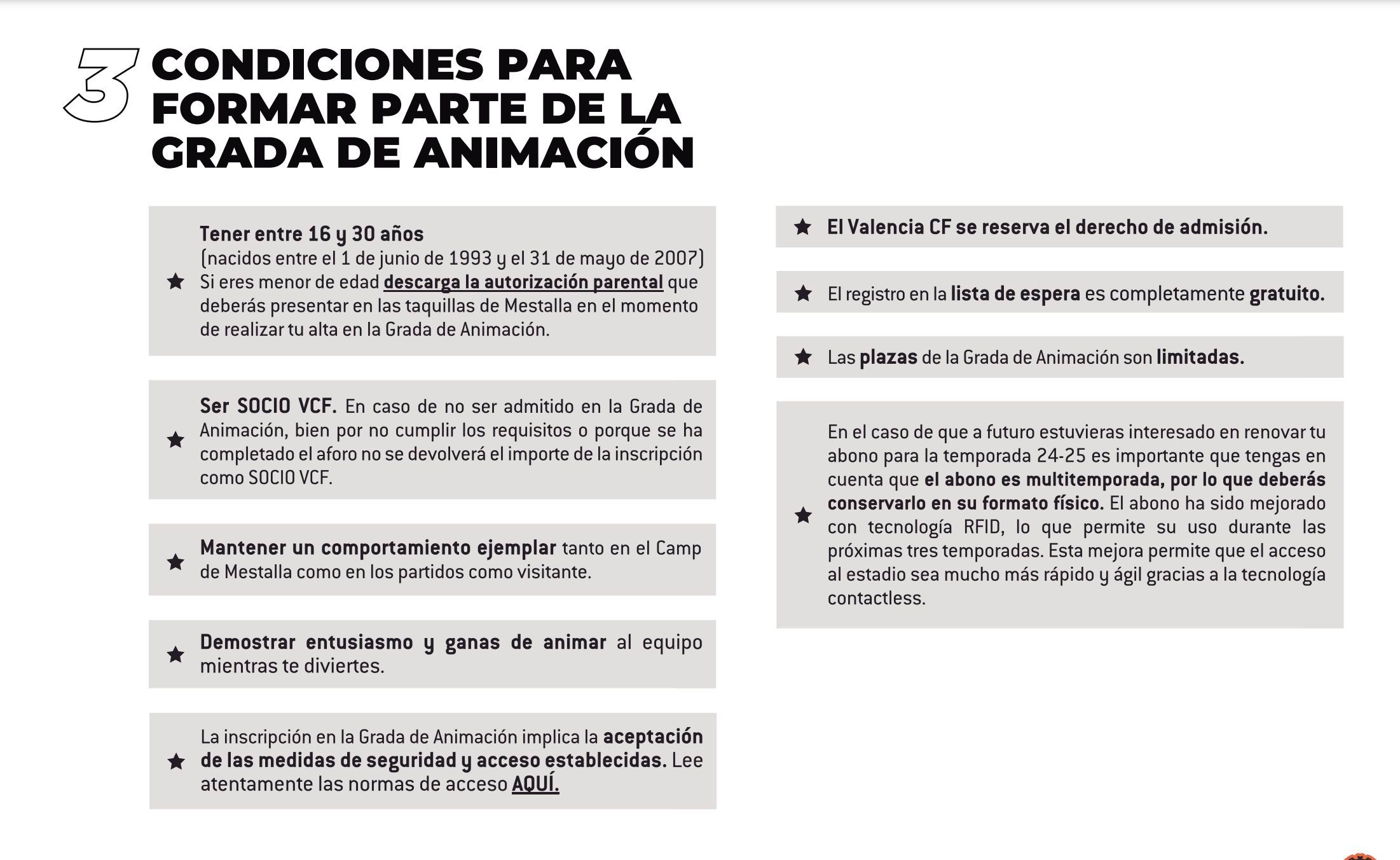 Condiciones abono media temporada